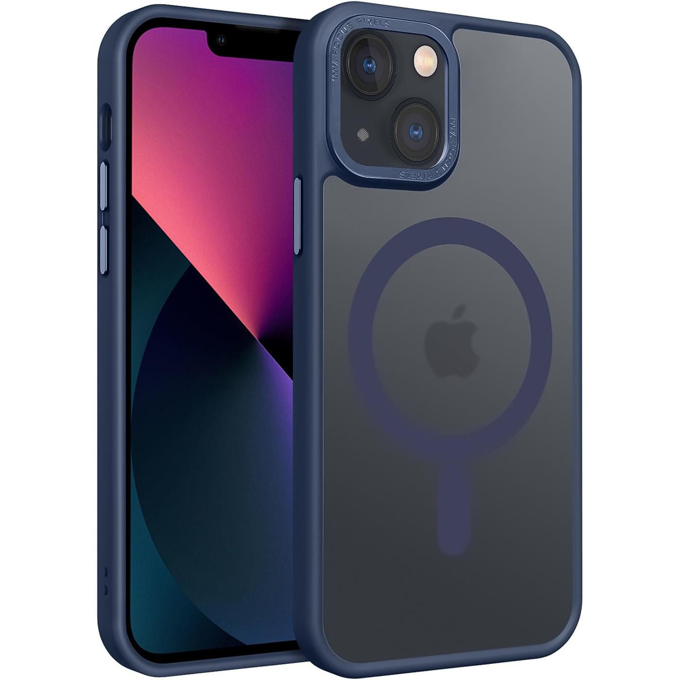 CoolGadget Handyhülle Magnet Hülle für iPhone 13 Schutzhülle mit Metall Kamerarahmen 6,1 Zoll, magnetisches Schutzcase Matt Stoßfest kompatibel mit Magsafe Zubehör