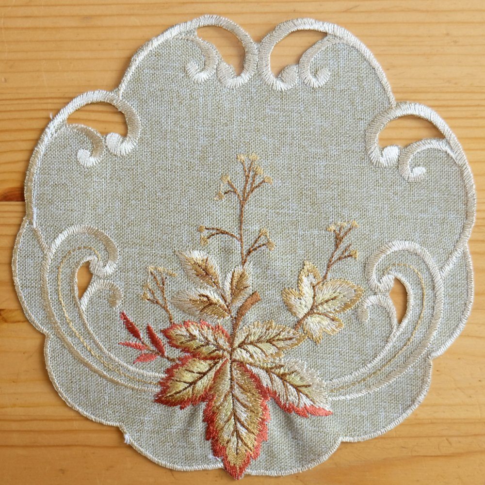 matches21 HOME & HOBBY Tischdecke Deckchen Blätter bunt Herbstlaub Stick Ø günstig online kaufen