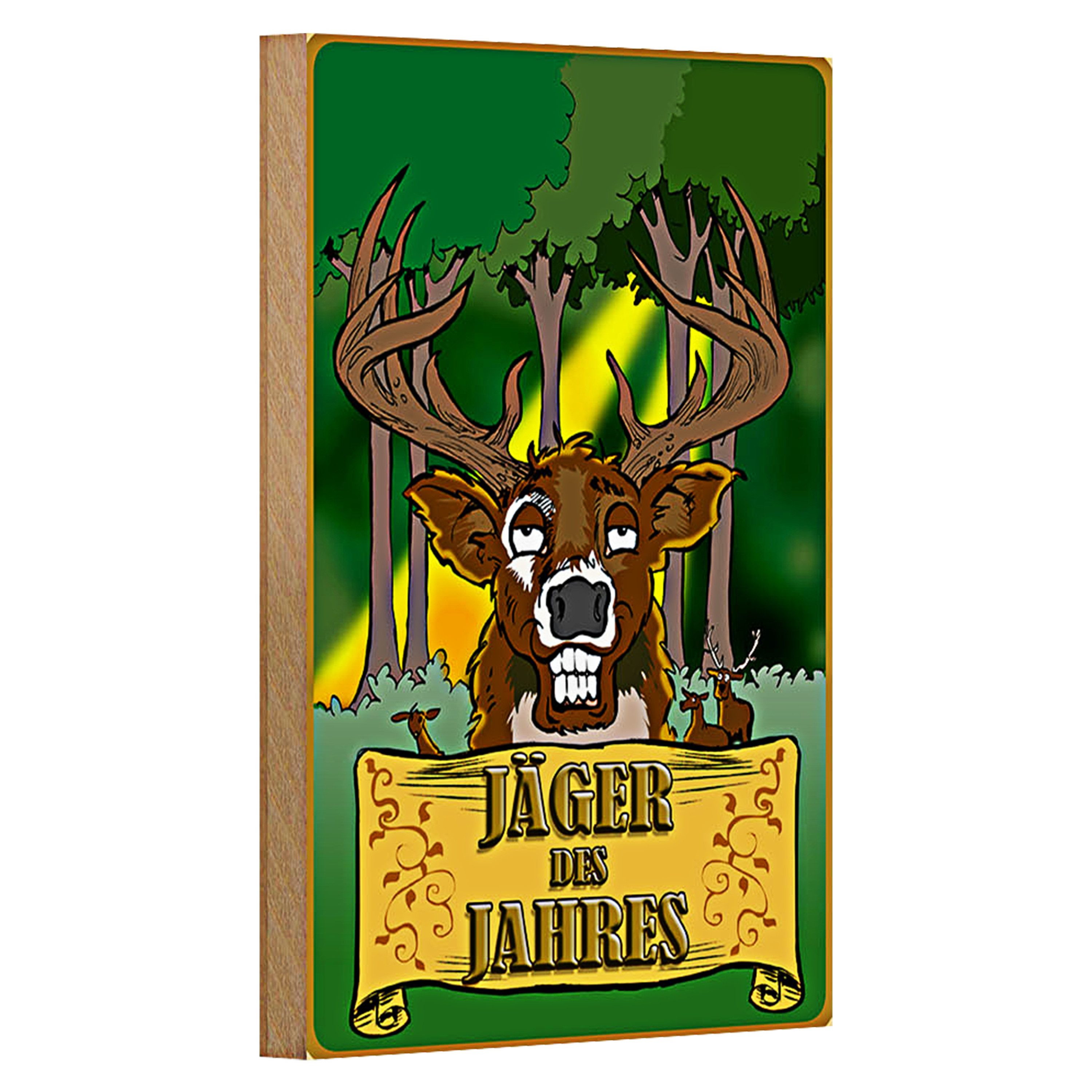 Roomando Holzbild Jagd 12x18cm Jäger des Jahres Reh