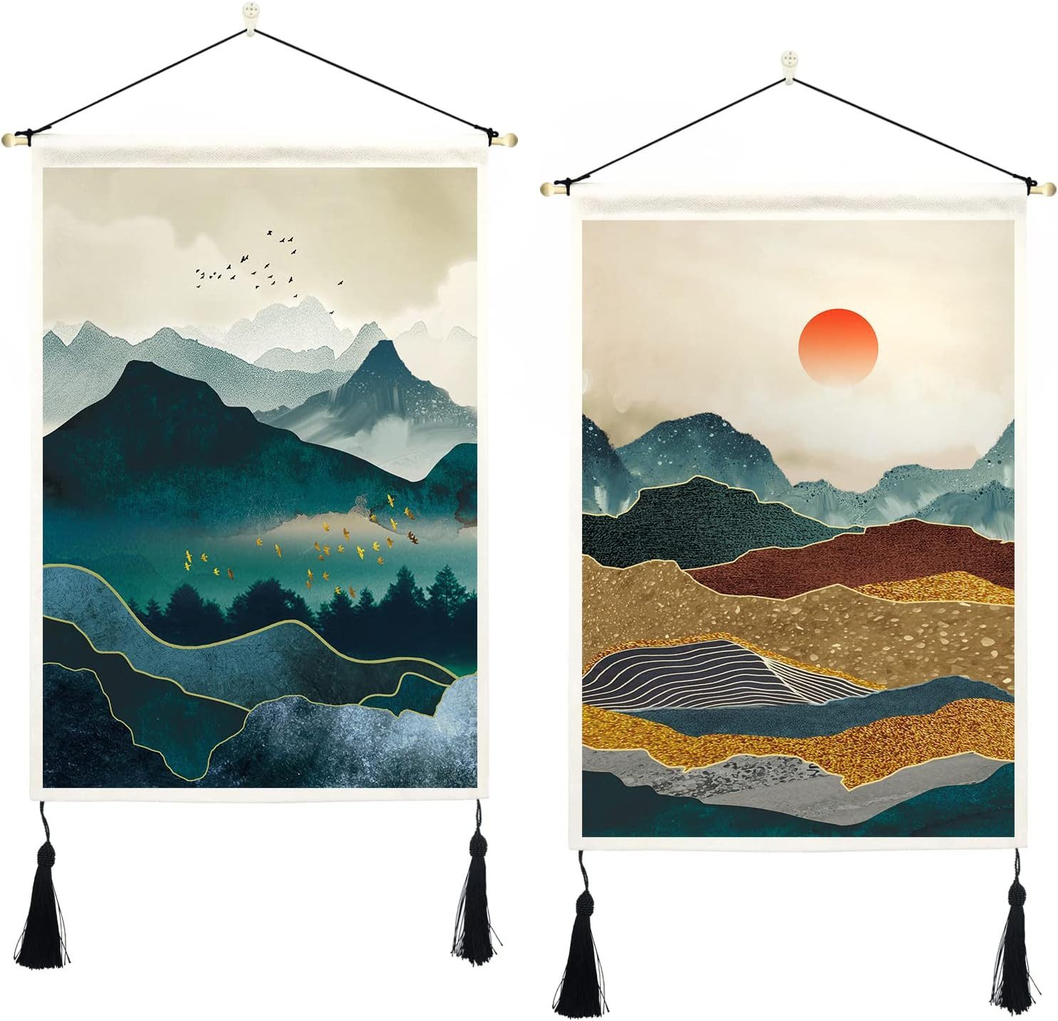 FELIXLEO Wandteppich Wandteppich Berg Wald Wandbehang Nature Landschaft 35cmx50cm 2 Stücke