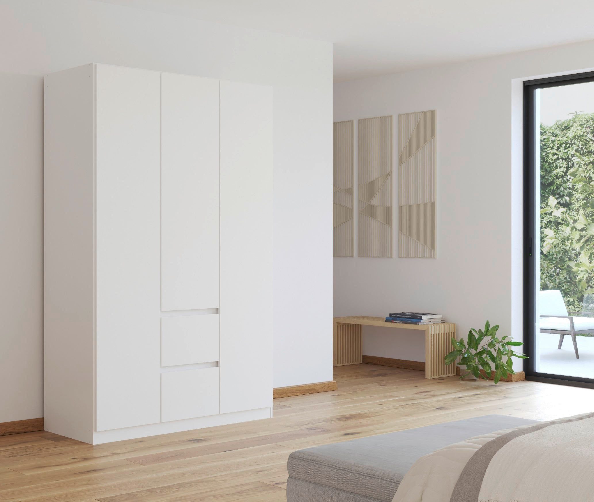 rauch Drehtürenschrank Schrank Garderobe MAINZ Breiten 91/136/181/226/271/315/360, Höhe 210cm (3 verschiedene Ausstattungen BASIC/CLASSIC/PREMIUM (inkl. SOFT-CLOSE) grifflose Front, Außentüren mit Push-to-Open Funktion MADE IN GERMANY