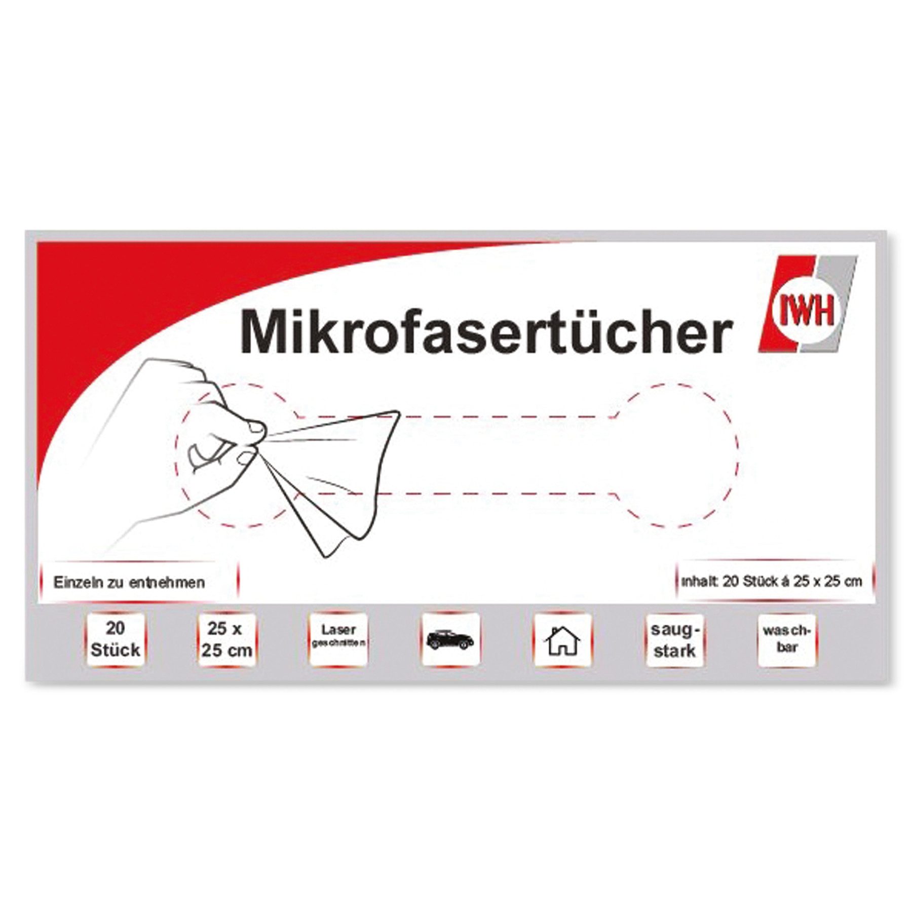 IWH IWH Mikrofasertücher in der Box, 25x25 cm, 20 Stück Mikrofasertuch
