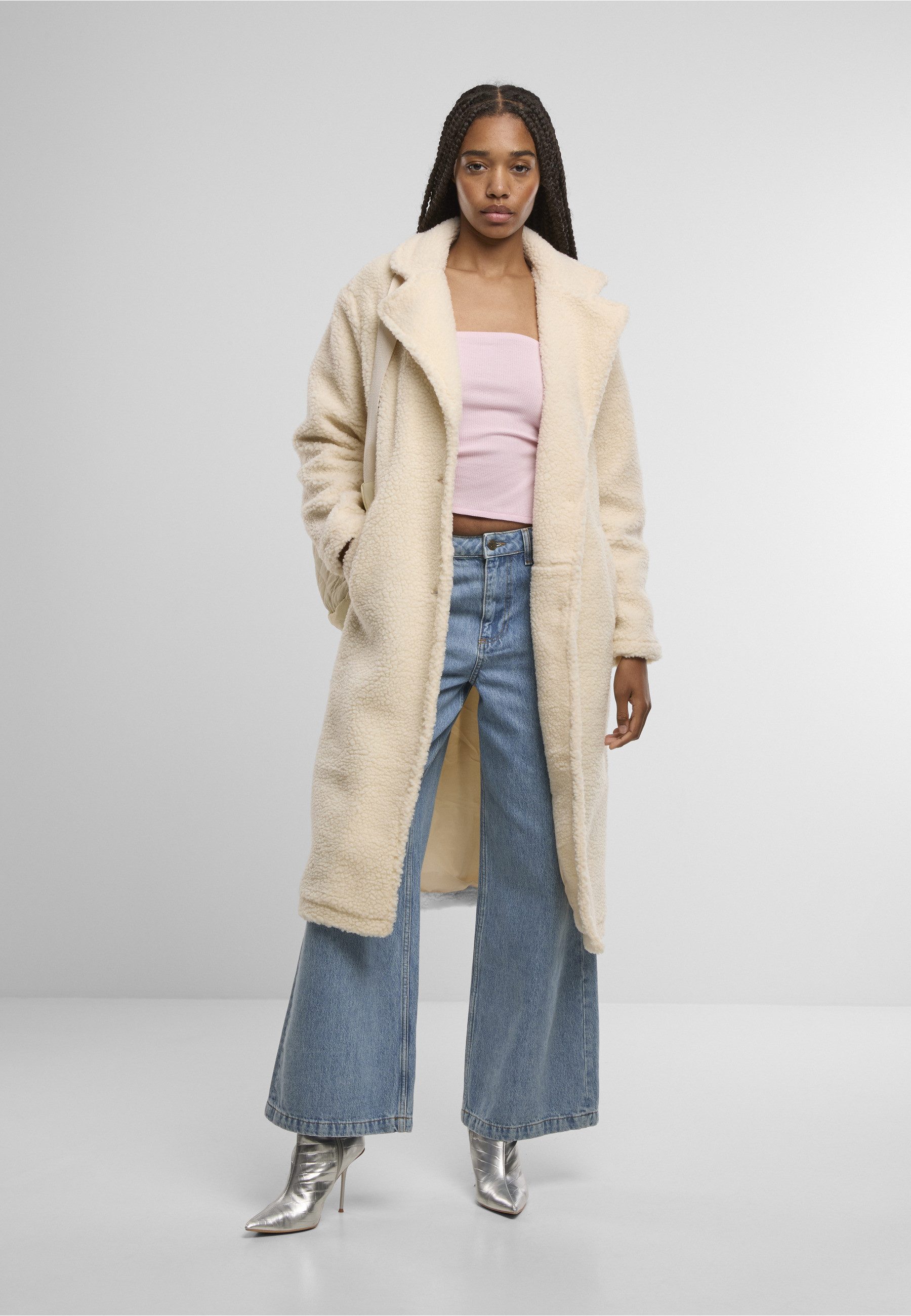 URBAN CLASSICS Winterjacke Urban Classics Ladies Teddy Long Coat (1-St)