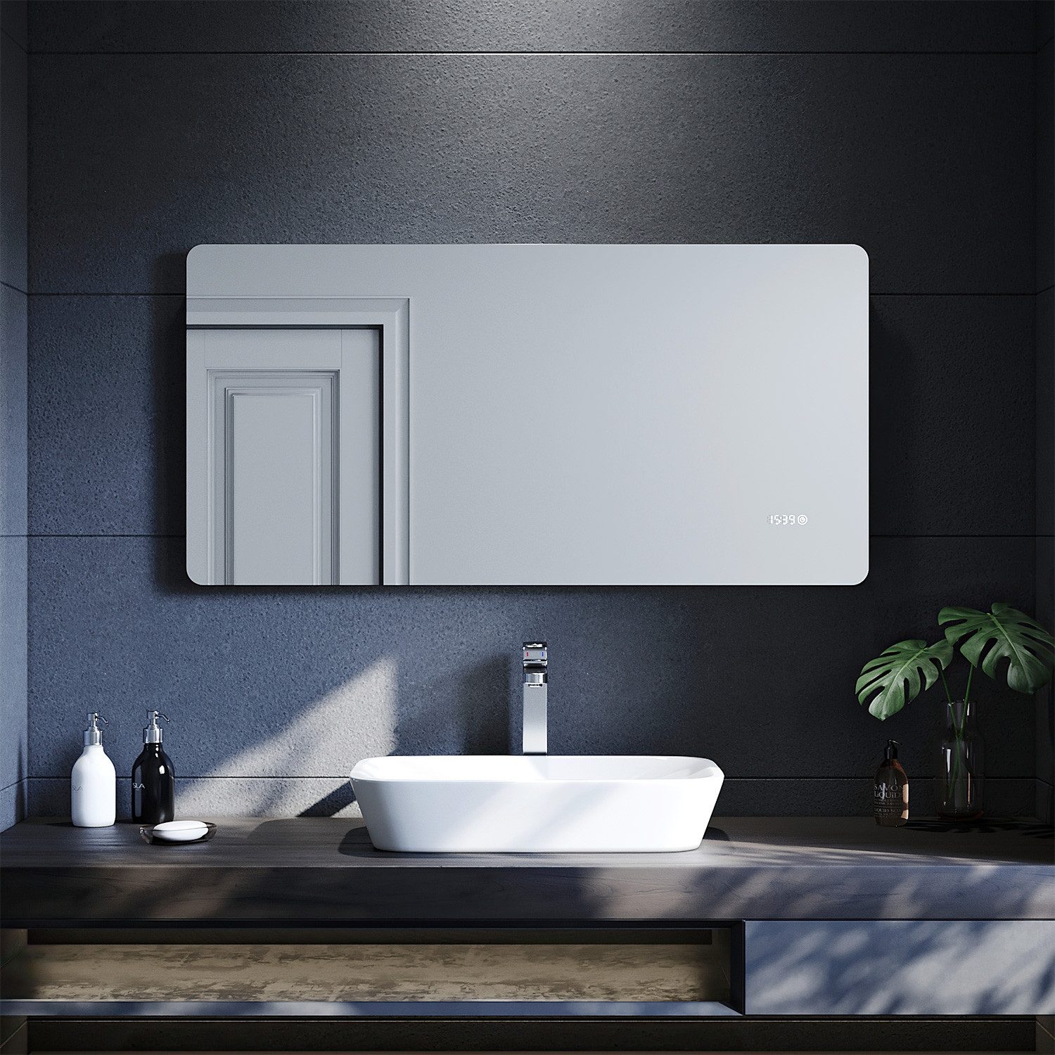 SONNI Badspiegel Badspiegel mit LED Uhr günstig online kaufen