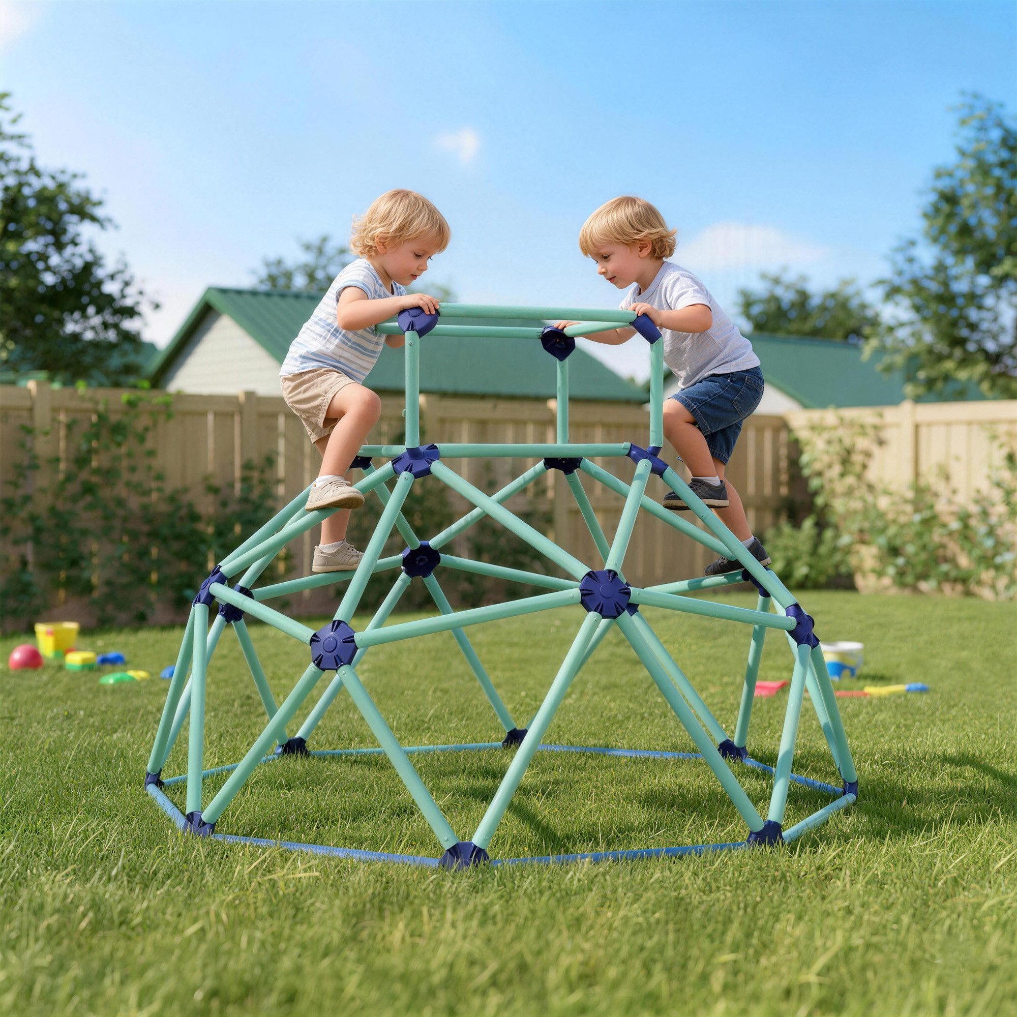 AIYAPLAY Klettergerüst für Kinder bis zu 90 kg, (182,5cm Kletterkuppel, 1-St., UV-beständig, wasserdicht Kletterdom), für Kinder von 3 bis 8 Jahren, Kunststoff, Blau