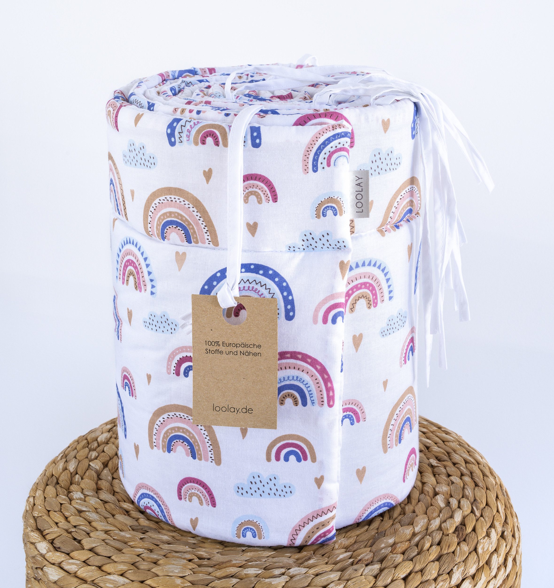 Loolay Bettnestchen REGENBOGEN Baumwolle Atmungsaktives Babybett Bunt BETTUMRANDUNG, (Bett 140x70cm - 420, 210 cm, 120x60cm - 360, 180 cm, Babyaussttatung Umran – Bild 3 von 5