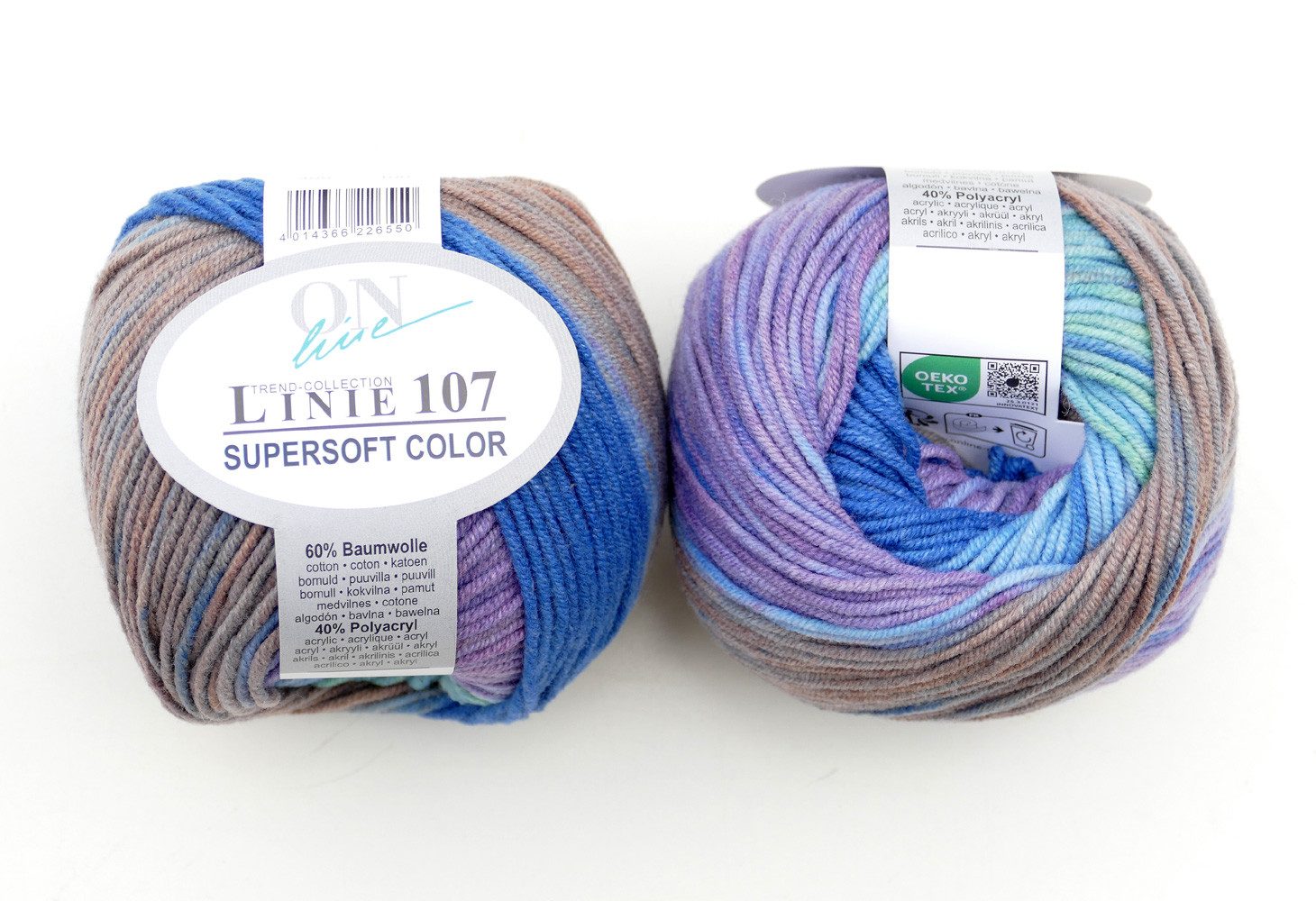 Online Garne Linie 107 Supersoft Color Farbverlaufsgarn Häkelwolle, 130 m (Wolle mit schönem Farbverlauf, 50g Strickwolle, Strickwolle, Handstrickgarn), 60% Baumwolle, 40% Polyacryl