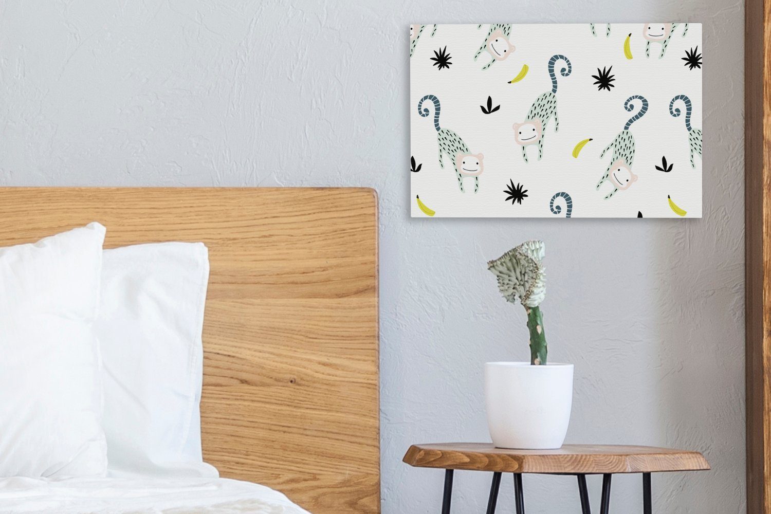 Weiß, Affen Wandbild OneMillionCanvasses® Leinwandbild Obst Wanddeko, - Aufhängefertig, St), Leinwandbilder, 30x20 (1 - cm
