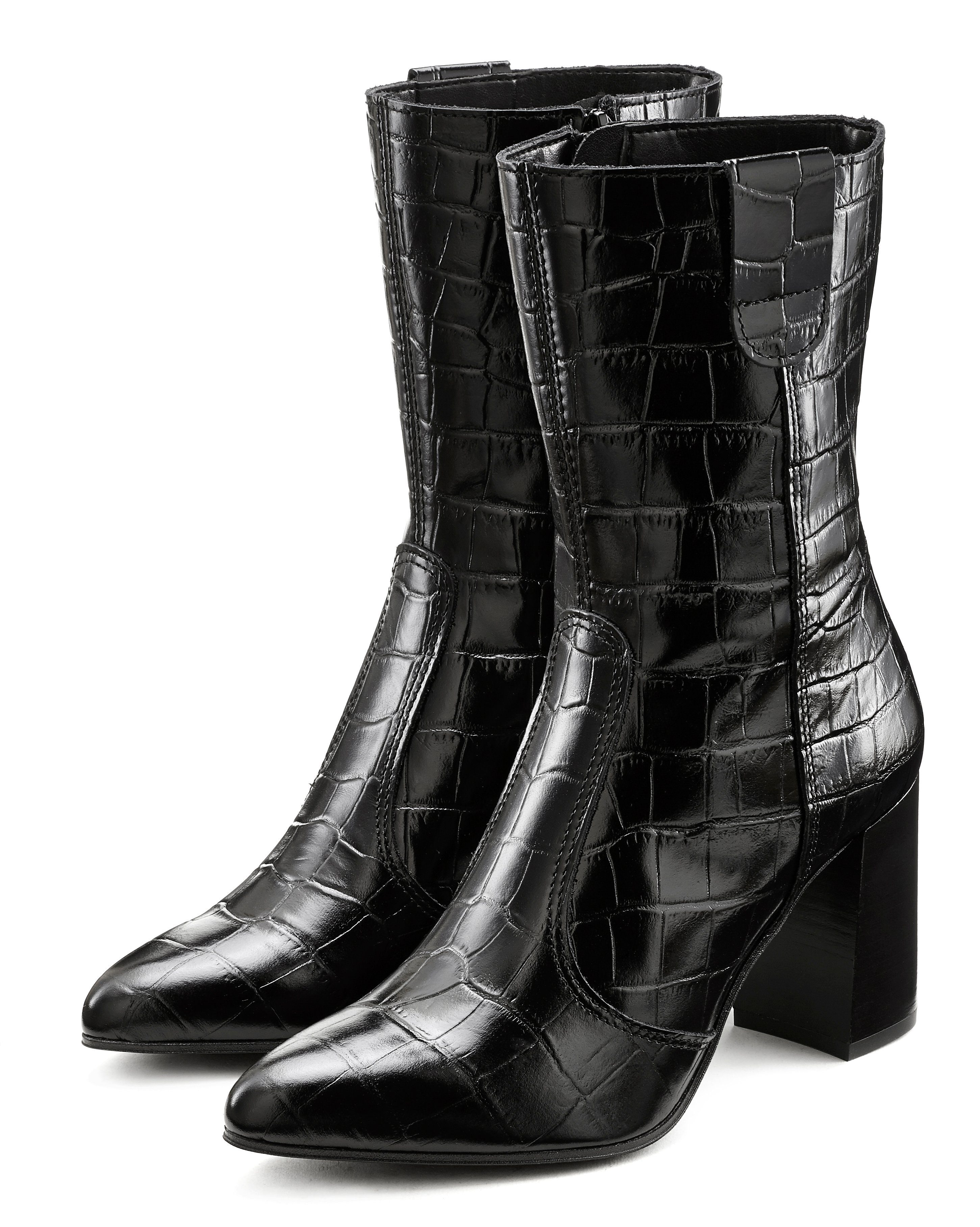 LASCANA Stiefelette mit angesagter Kroko-Prägung aus Leder mit Blockabsatz  online kaufen | OTTO