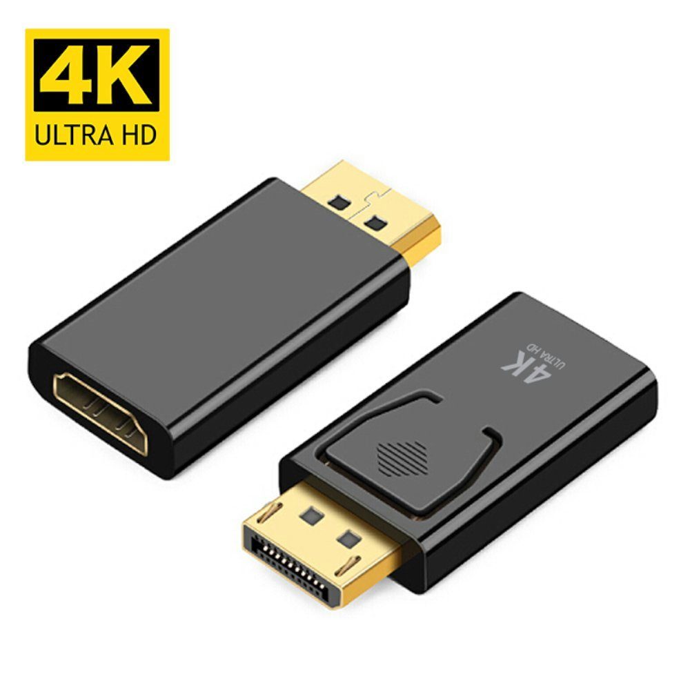 TradeNation DisplayPort Stecker auf HDMI Buchse DP auf HDMI Adapter  Konverter 4K Audio-Adapter DisplayPort zu HDMI, 4k@30Hz