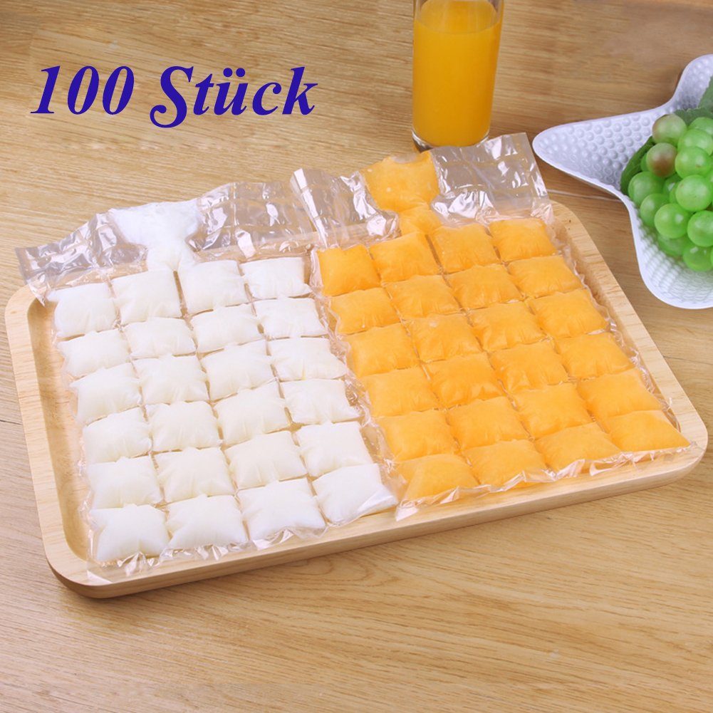 Popubear Eisform (100-tlg) Küche Eiswürfelbereiter, PE Eisbeutel Stück Einweg 100 Eisform Eisform