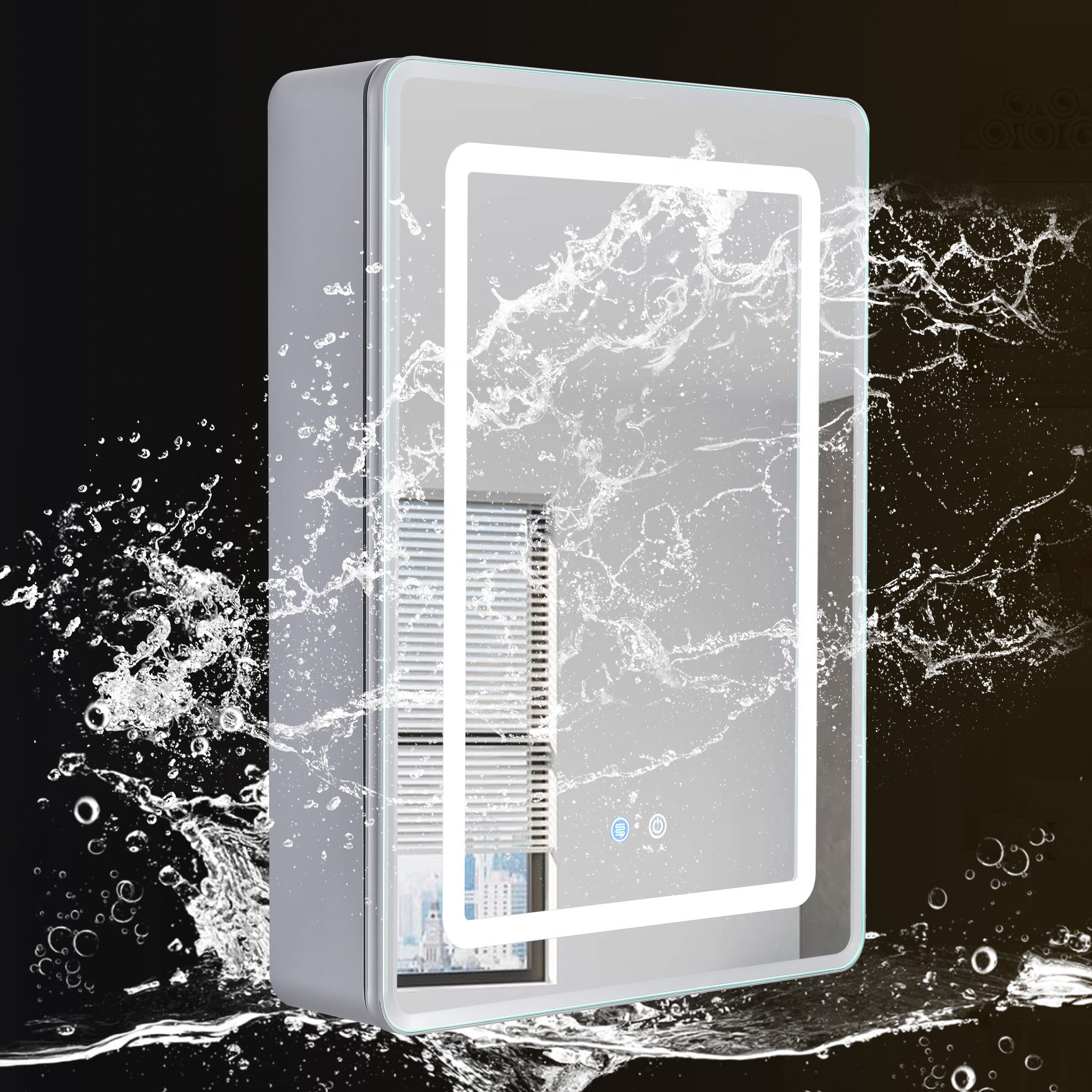 HOMELODY Spiegelschrank Doppelseitiger Badschrank mit LED-Beleuchtung und E günstig online kaufen