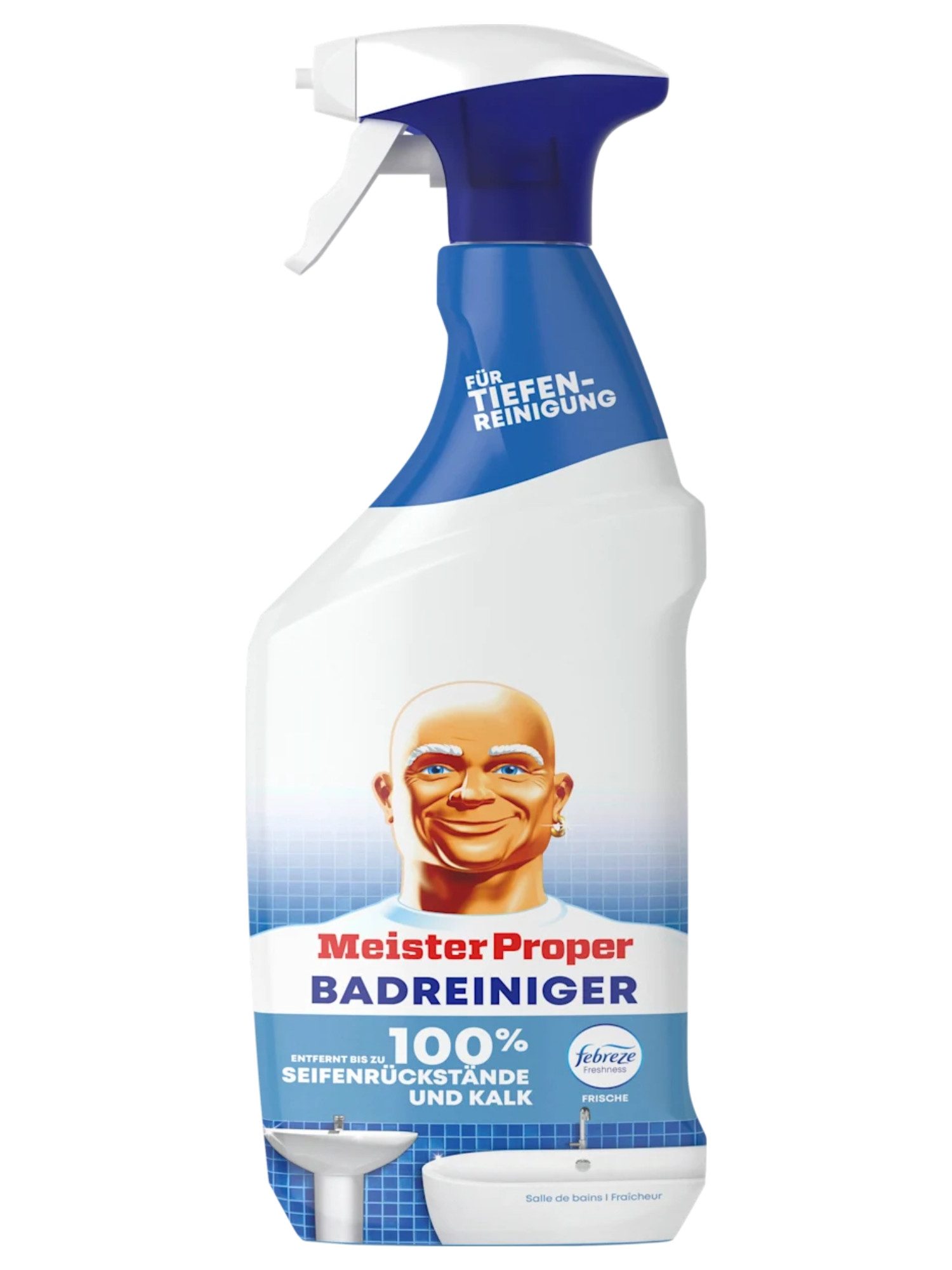 MEISTER PROPER Meister Proper Badreiniger Spray Febreze Frische (0.8 l) Badreiniger (1-St. Ohne Latex, Ohne Farbstoffe, Mit Duft)