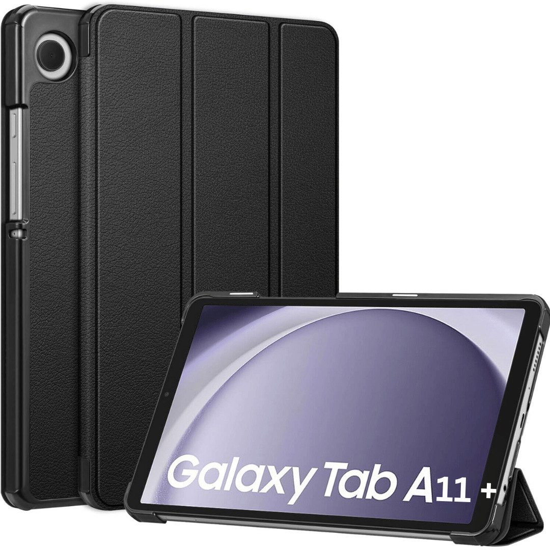 SmartUP Tablet-Hülle für Samsung Galaxy Tab A11 Plus 9H Schutzglas Panzerfolie Klapphülle 11 Zoll, integrierte Standfunktion, integrierter Magnetverschluss