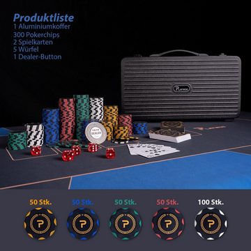HomeGuru Spiel, Pokerkoffer mit 300 Laserchips, Pokerset, Aluminiumkoffer, Geschenk