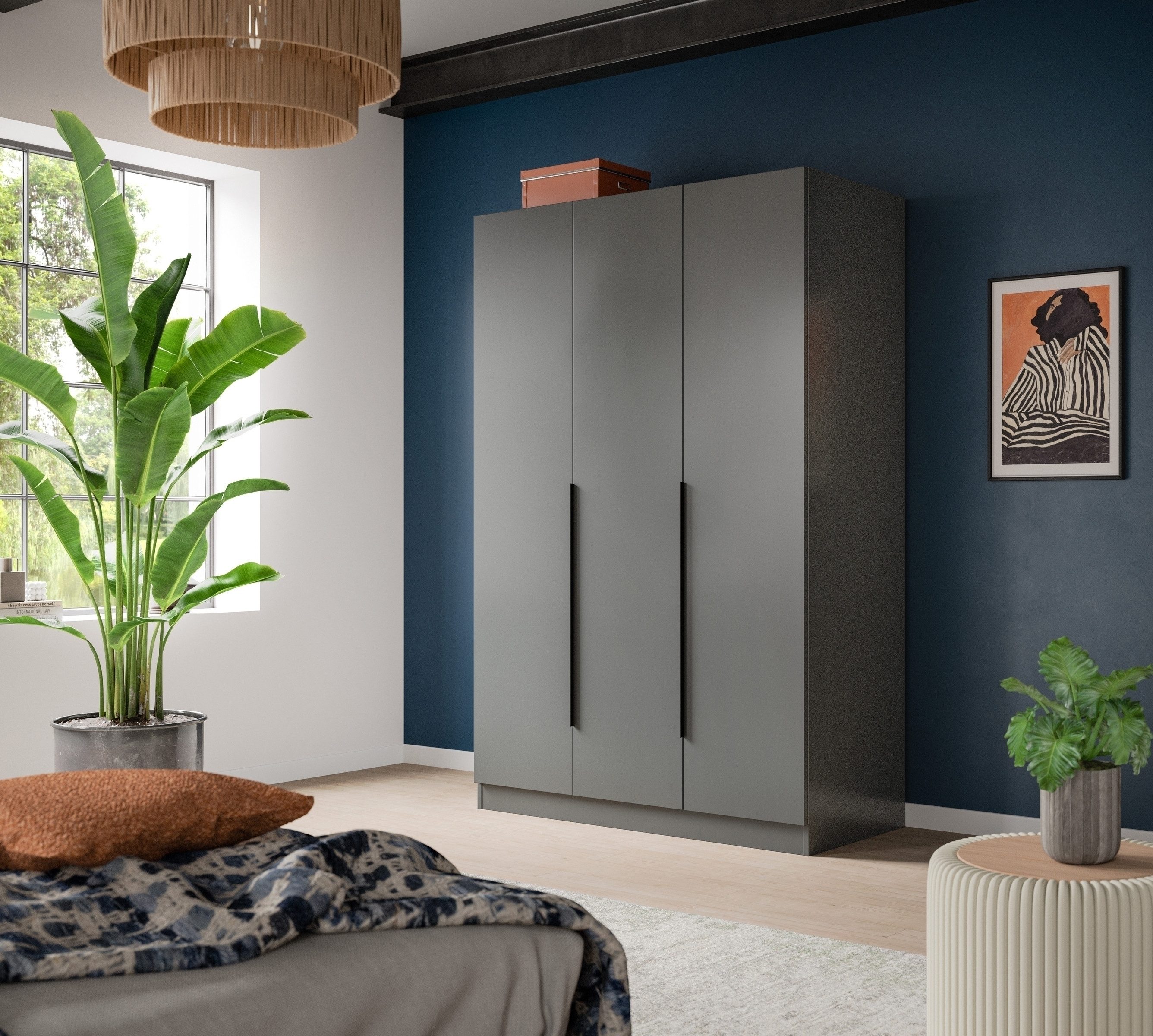 freiraum Kleiderschrank Kleiderschrank >Kopenhagen< in Anthrazit - 240x181x52cm (BxHxT) in Anthrazit - 120x181x52cm (BxHxT)
