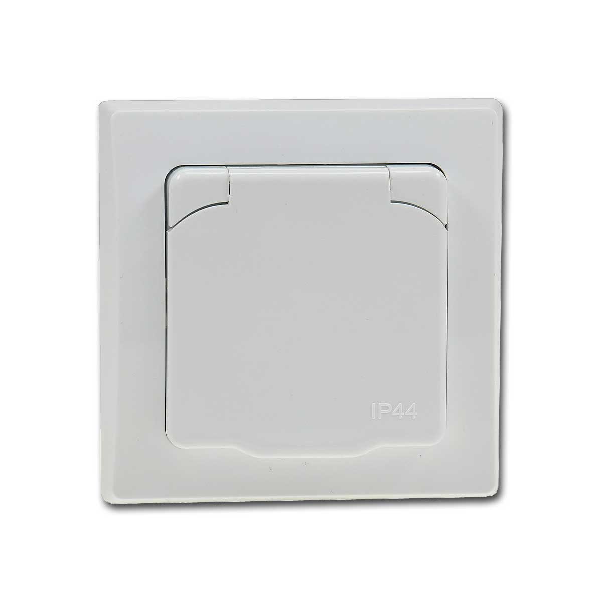 ChiliTec Unterputz-Steckdose DELPHI Steckdose IP44 mi Deckel 250V~/ 16A UP weiß
