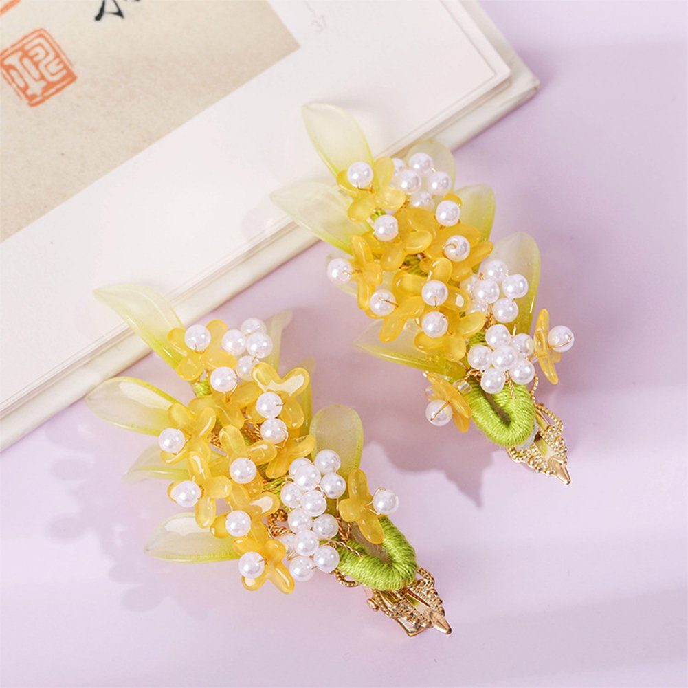 Blusmart Diadem Künstliche Blumen-Haarnadel-Set, Klassisches Vintage-Perlenhaar