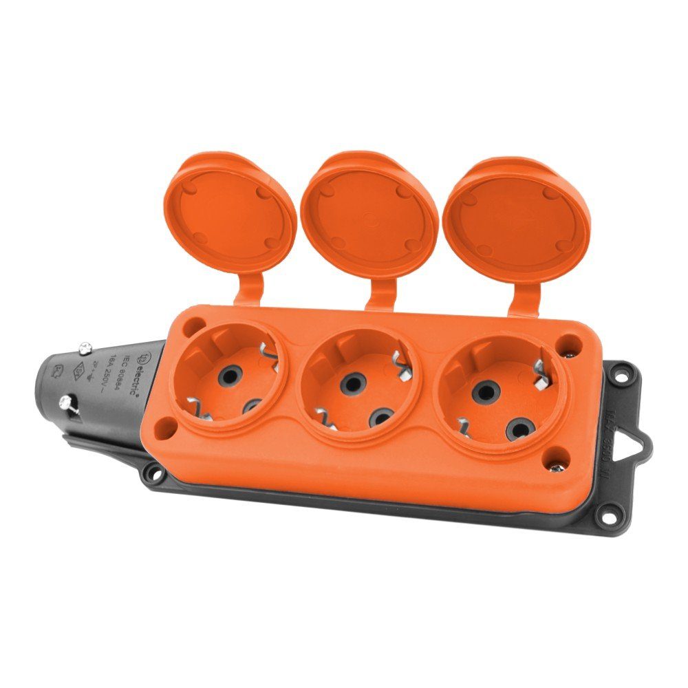 TP Electric Steckdosenleiste Mehrfachsteckdose Gummikupplung 3-fach Schuko IP44 Steckdosenleiste 3-fach