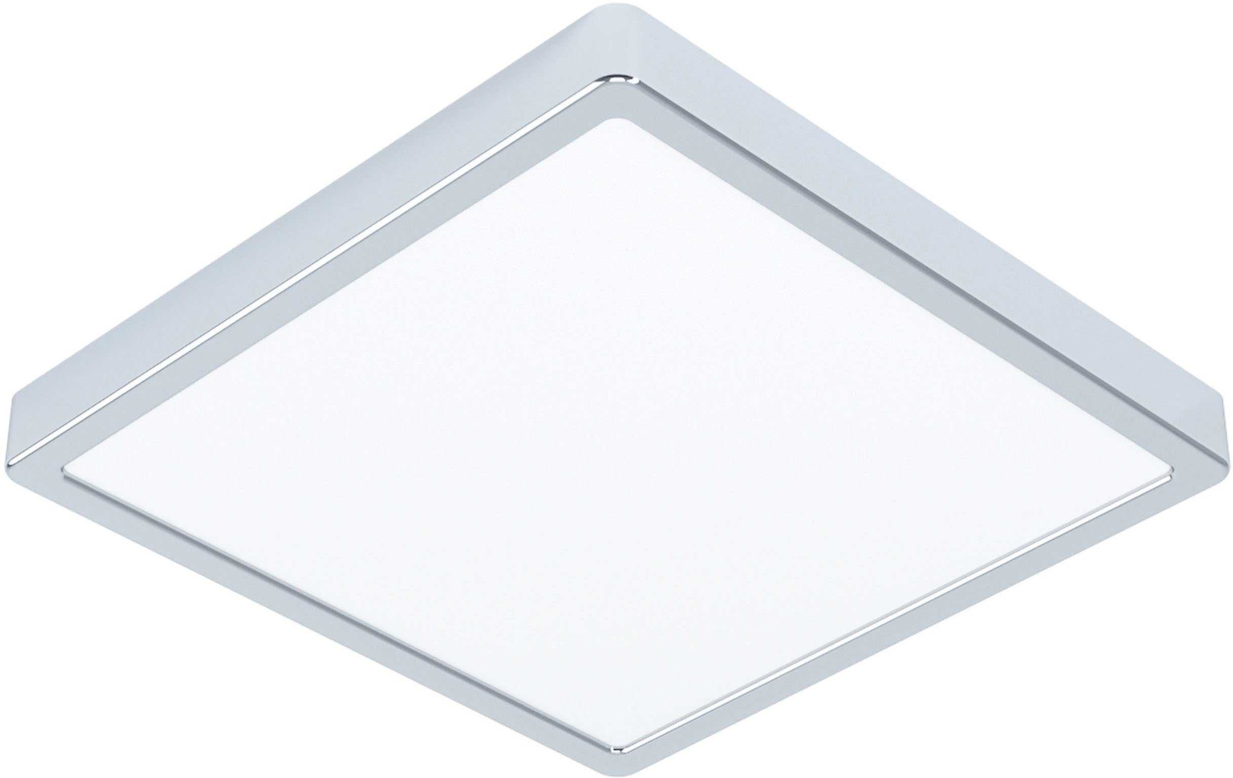 Deckenleuchte FUEVA 5 Deckenlampe, chrom, IP44, geringe Aufbauhöhe, 20 Watt, Quadrat