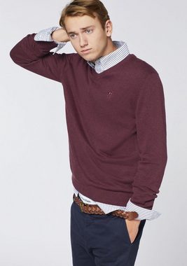 Polo Sylt Strickpullover mit V-Neck und Stickerei