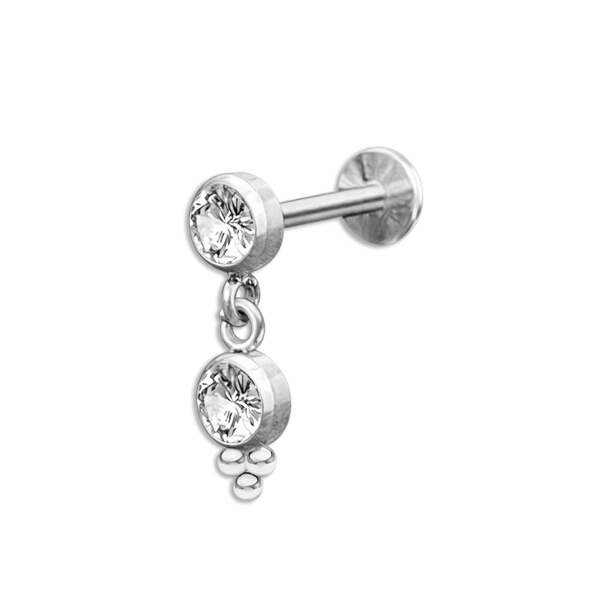 viva-adorno Piercing-Set Cartilage Piercing Stecker mit Zirkonia Anhänger aus Chirurgenstahl, Innengewinde, gold & silber, 1,0 mm / 1,2 mm