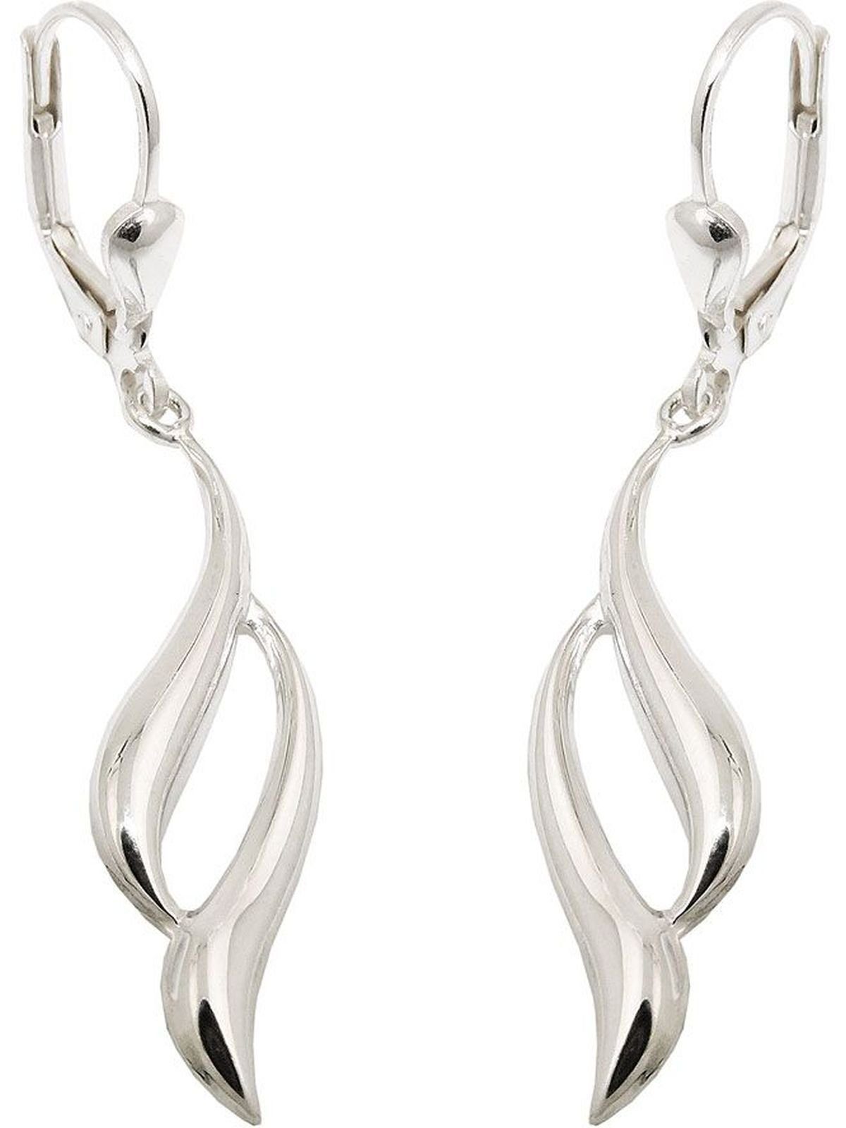 Gallay Paar Ohrhänger glänzend (1-tlg) 925 Silber geschwungen Ohrhänger Ohrringe 42x8mm