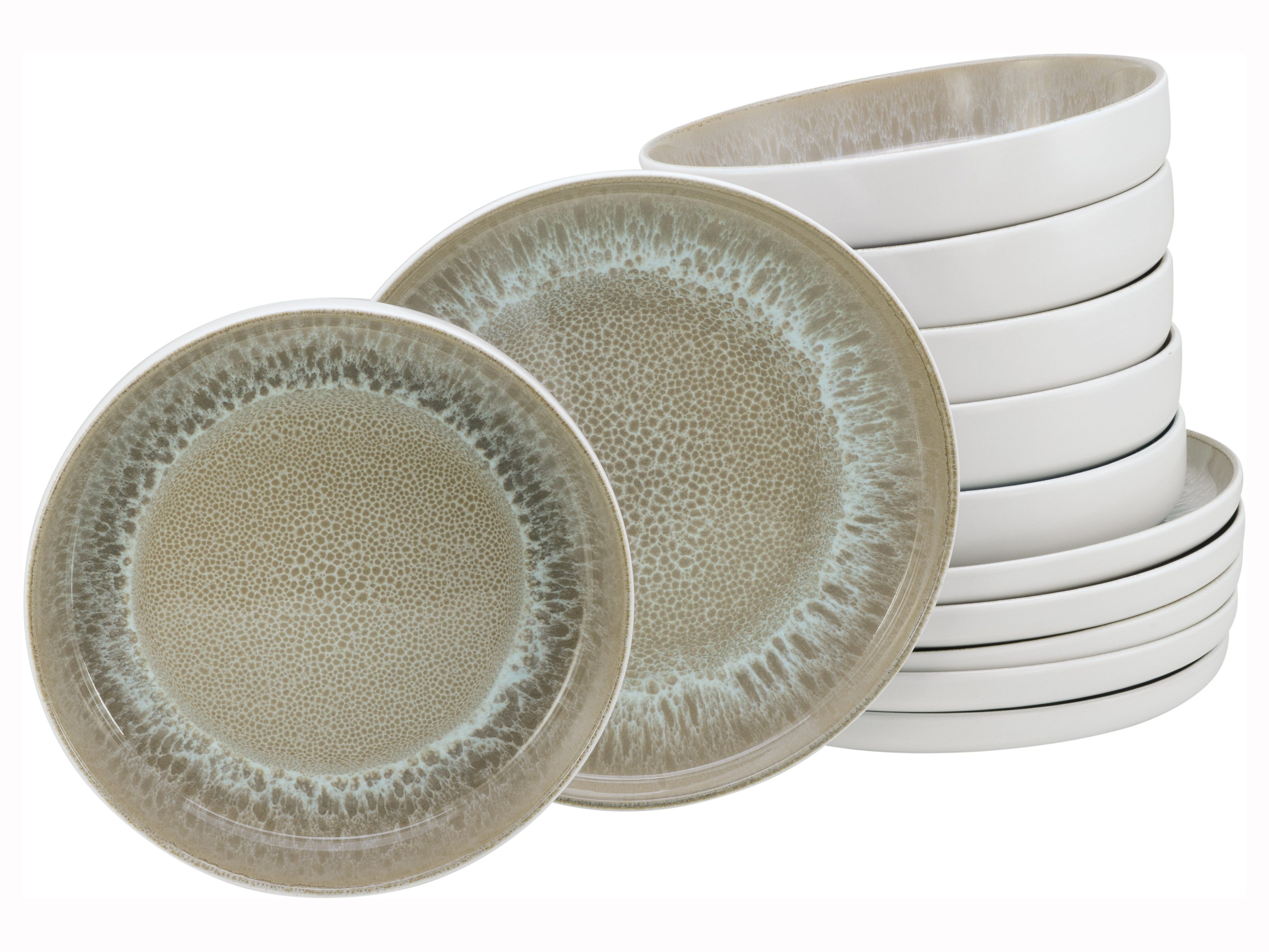 OTTO home Tafelservice Teller Set, modernes Geschirr-Set, Service Novalee (12-tlg), 6 Personen, Steinzeug, hohe Haltbarkeit, spülmaschinen- & mikrowellengeeignet, Reaktivglasur