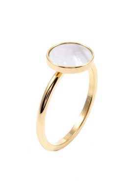 Hey Happiness Fingerring Kreis Muschel 18K Gold Roségold, Edelstahl Damen Ring Geo Plättchen, Geschenk Idee