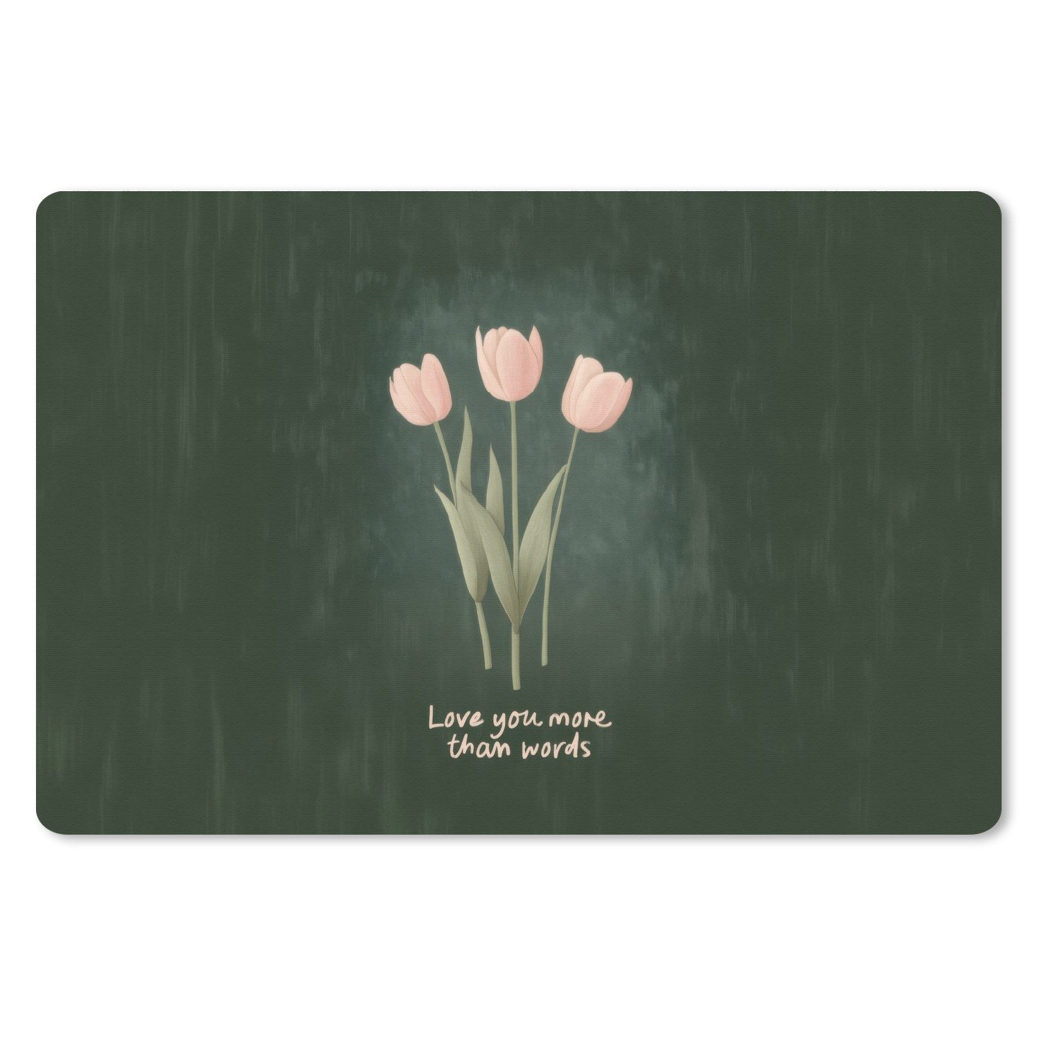 MuchoWow Mauspad Tulpen - Rosa - Text - Liebe (1-St), Mauspad XXL, Schreibtischunterlage groß, Gaming Setup, 90x60 cm