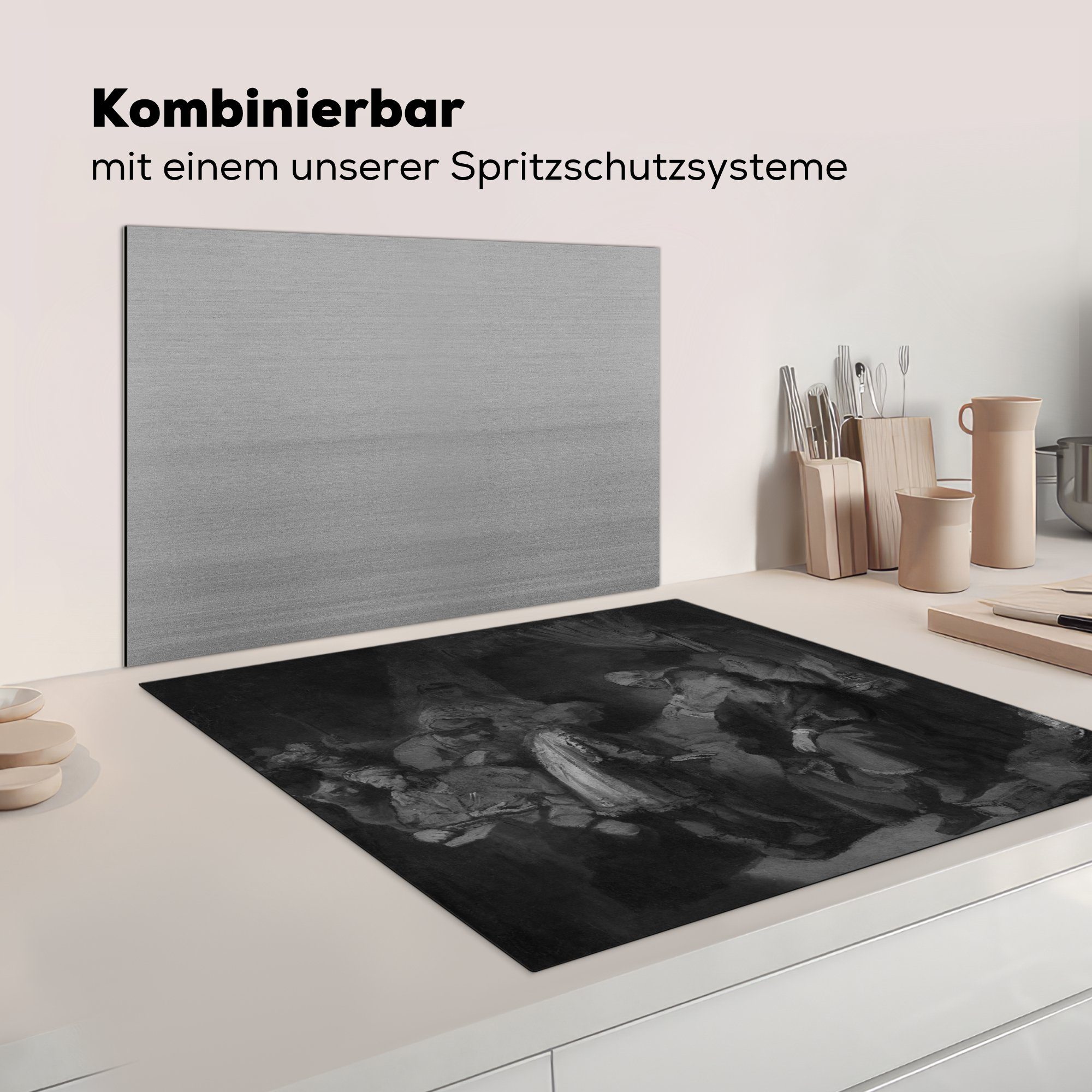 seine seinen Arbeitsplatte Herdblende-/Abdeckplatte cm, Gemälde Vinyl, - Ceranfeldabdeckung, Rembrandt van, 78x78 (1 für küche Eltern Träume Joseph MuchoWow von tlg), erzählt