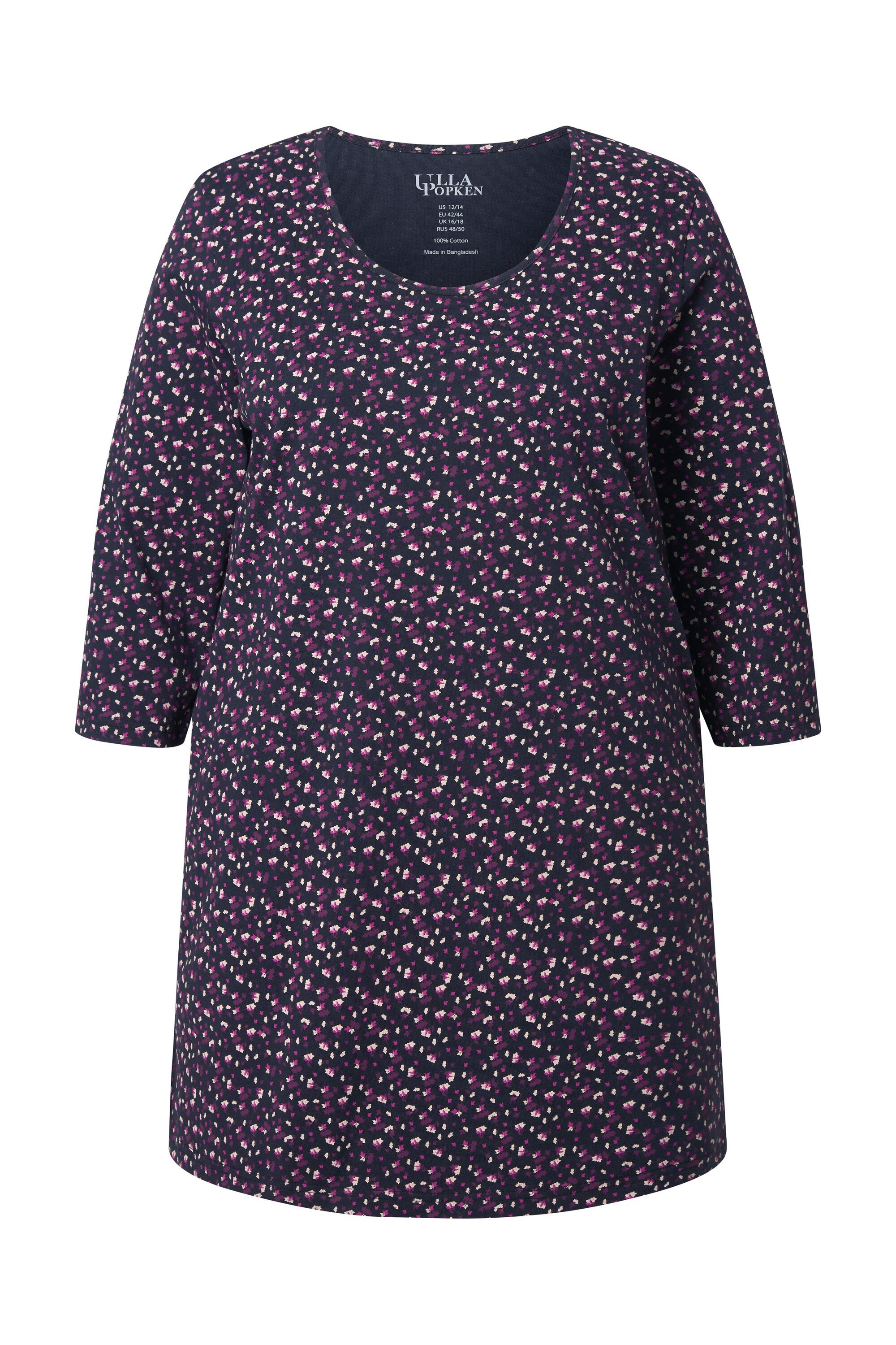 Ulla Popken Longshirt Longshirt A-Linie Rundhalsausschnitt 3/4-Arm günstig online kaufen