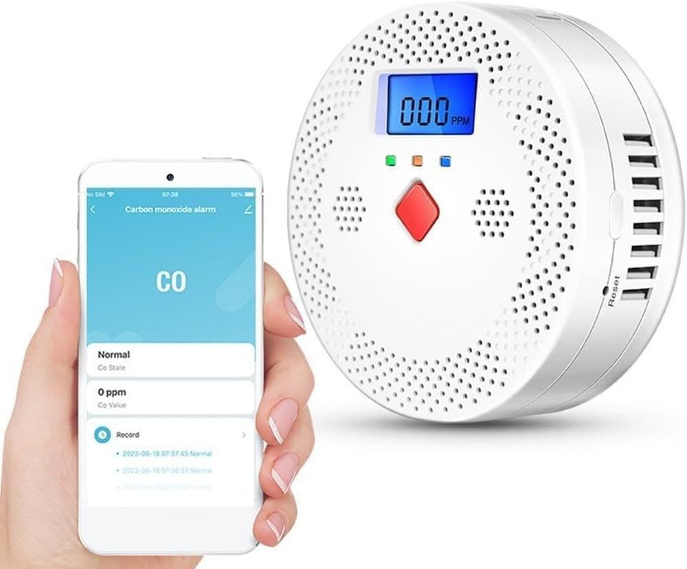 WiFi CO-Melder Smart Alarm LCD Display Tuya 85dB Überwachung DE. CO-Melder