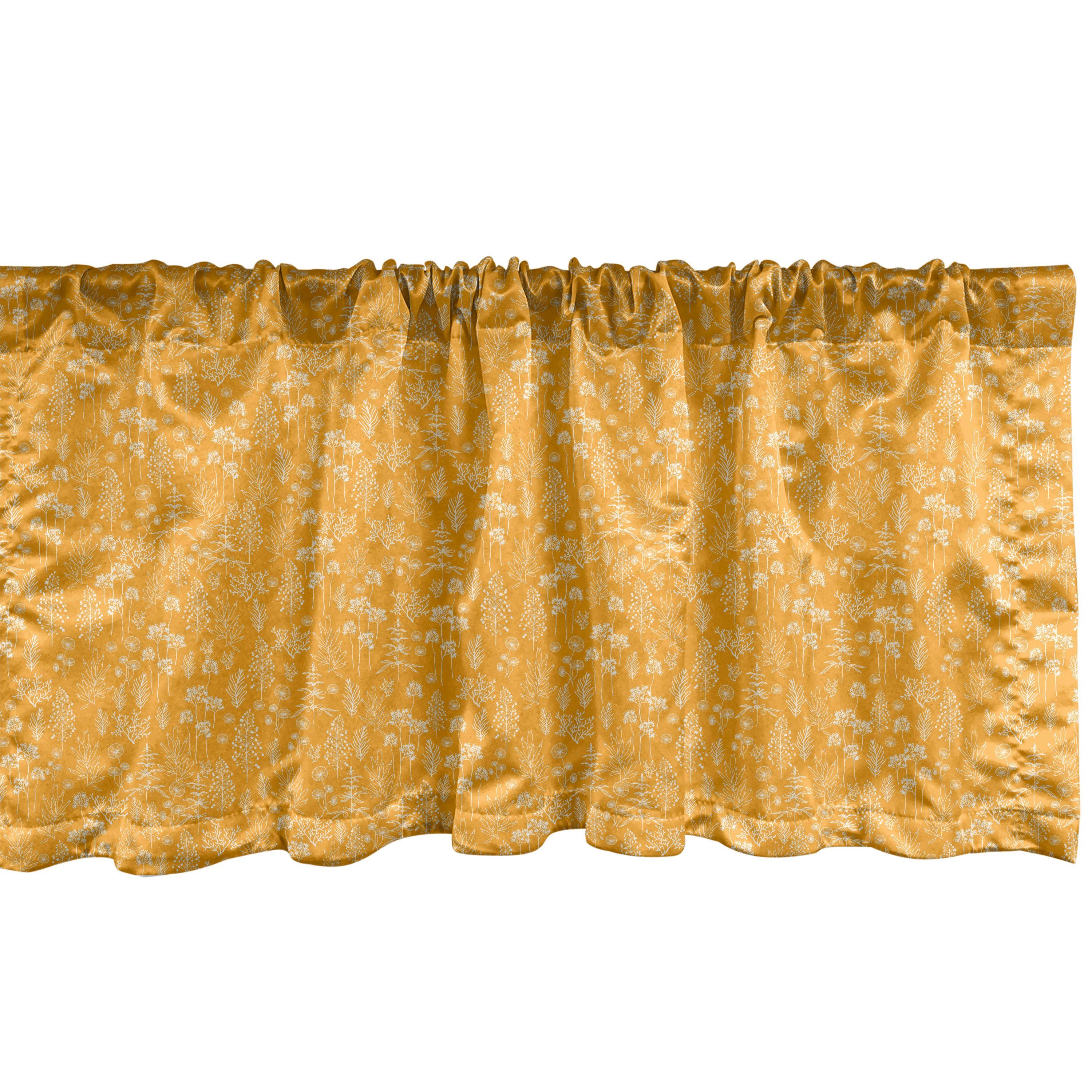 Scheibengardine Vorhang Volant für Küche Schlafzimmer Dekor mit Stangentasche, Abakuhaus, Microfaser, Botanisch Herbst-Themed Retro Feels