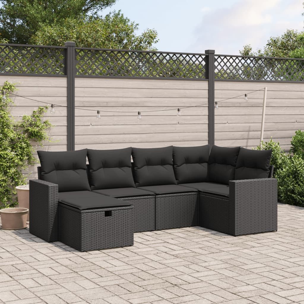 furnicato Gartensofa Garten-Sofagarnitur PE-Rattan Schwarz 62x62x69 cm, 1 Teile, UV-beständige Sitzgruppe mit waschbaren Kissen und modularem Design