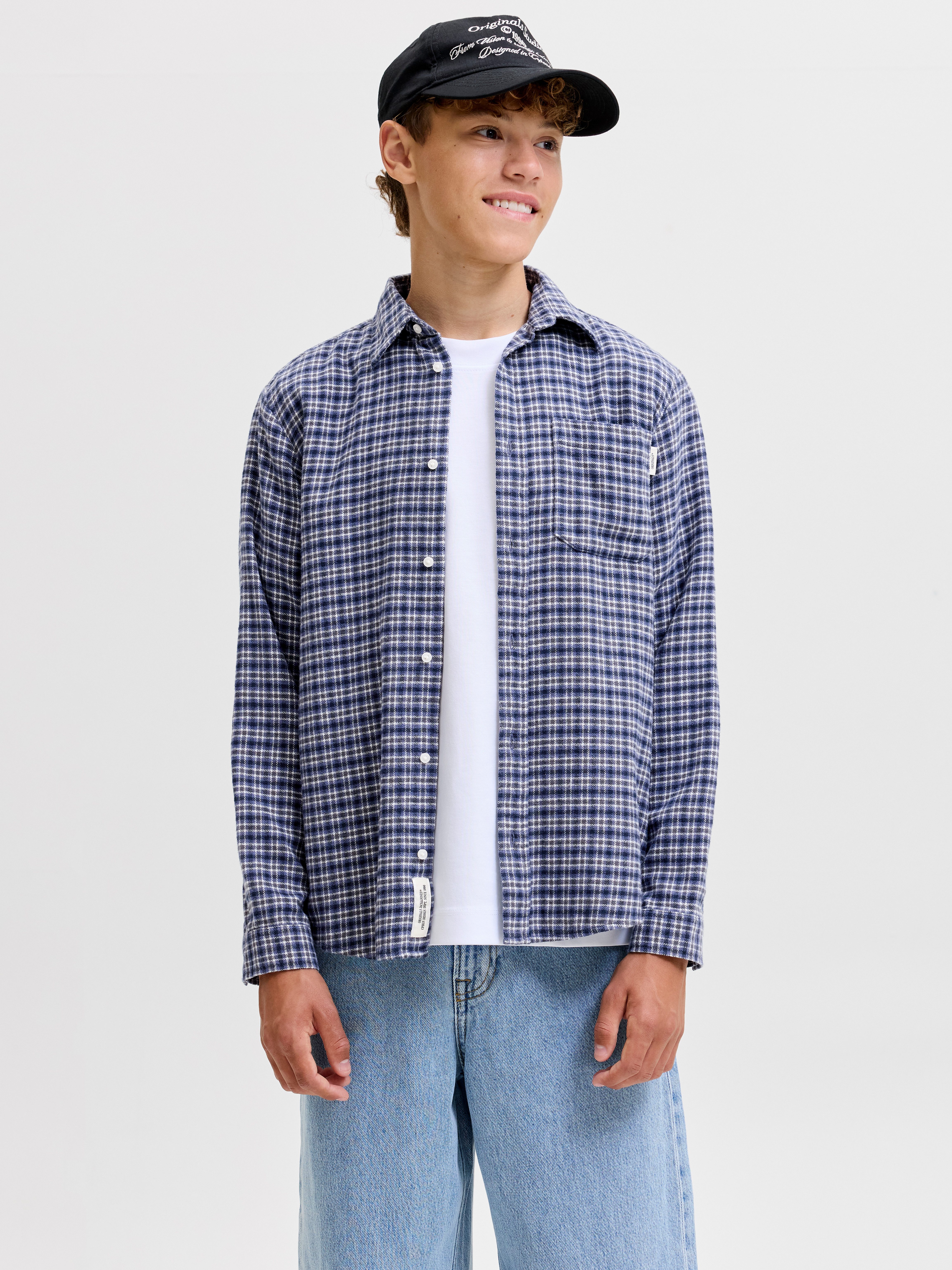 Jack & Jones Junior Langarmhemd JORFREDERIKSBERG FLANNEL SHIRT L/S JNR Baumwolle, relaxed fit
