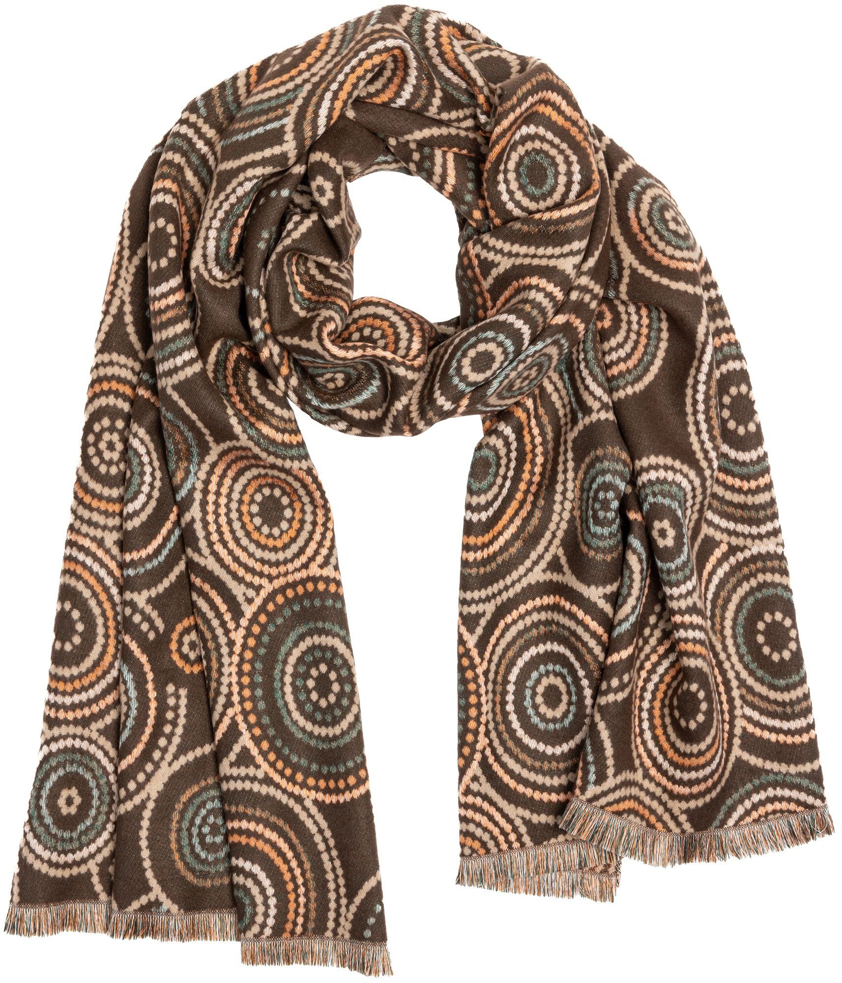 Caspar Modeschal SC524 Damen warmer XXL Winter Schal mit klassischem Paisley Muster braun