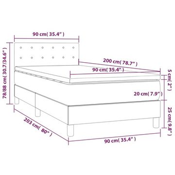 vidaXL Bettgestell Boxspringbett mit Matratze Dunkelgrün 90x200 cm Samt Bett Bettgestell