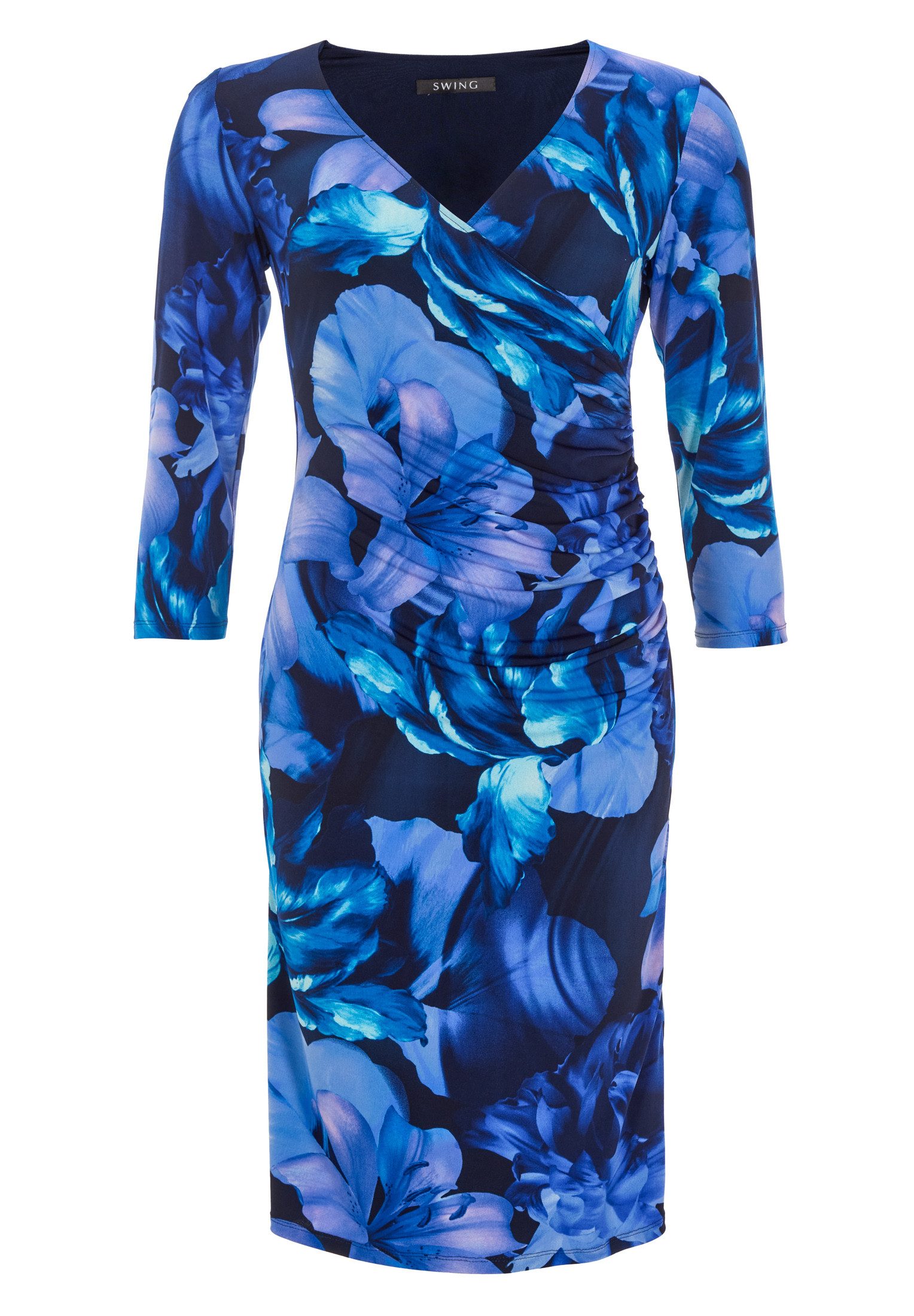 Cocktailkleid - Wickelkleid aus floral bedrucktem Jersey