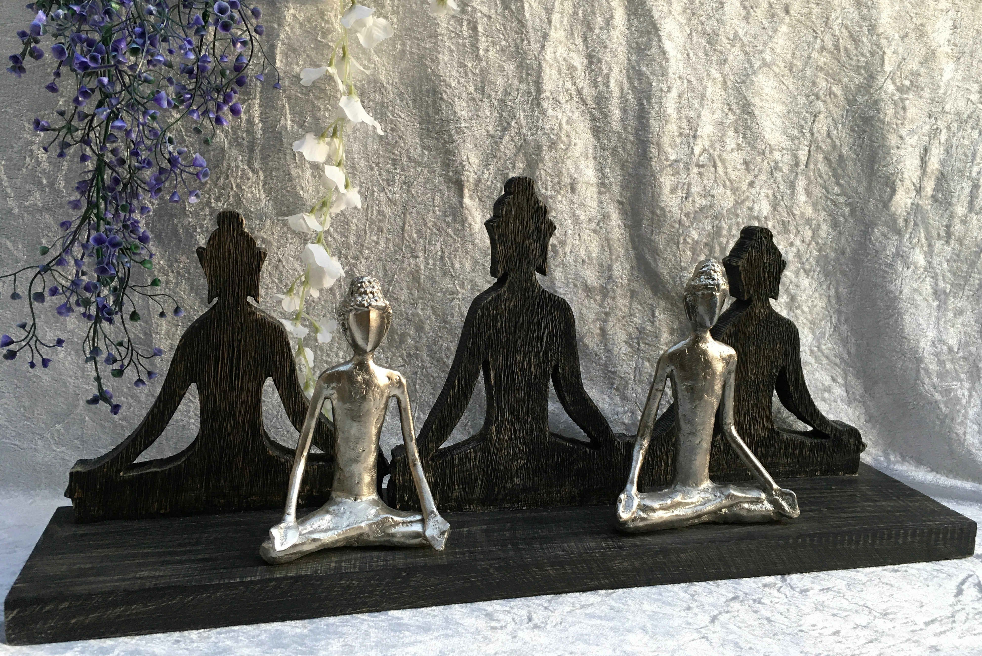 Moritz Skulptur Skulptur Budda Buddha Wanddeko, Holzdeko Dekoobjekt 63x13x26cm, Fensterdeko, Tischdeko, Holz