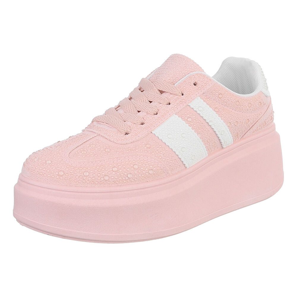 Ital-Design Moderne Sneaker mit Glitter-Details für Damen Sneaker (91261124) Keilabsatz/Wedge Sneakers Low in Hellrosa