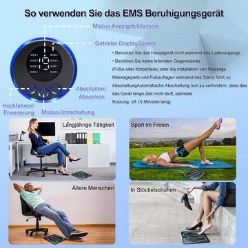 HYIEAR Fußmassagegerät EMS Elektrisches Fußmassagegerät, USB - 8 Modi, Klappbarer, Black, für Blutmuskelzirkulationspad Linderung Schmerzen
