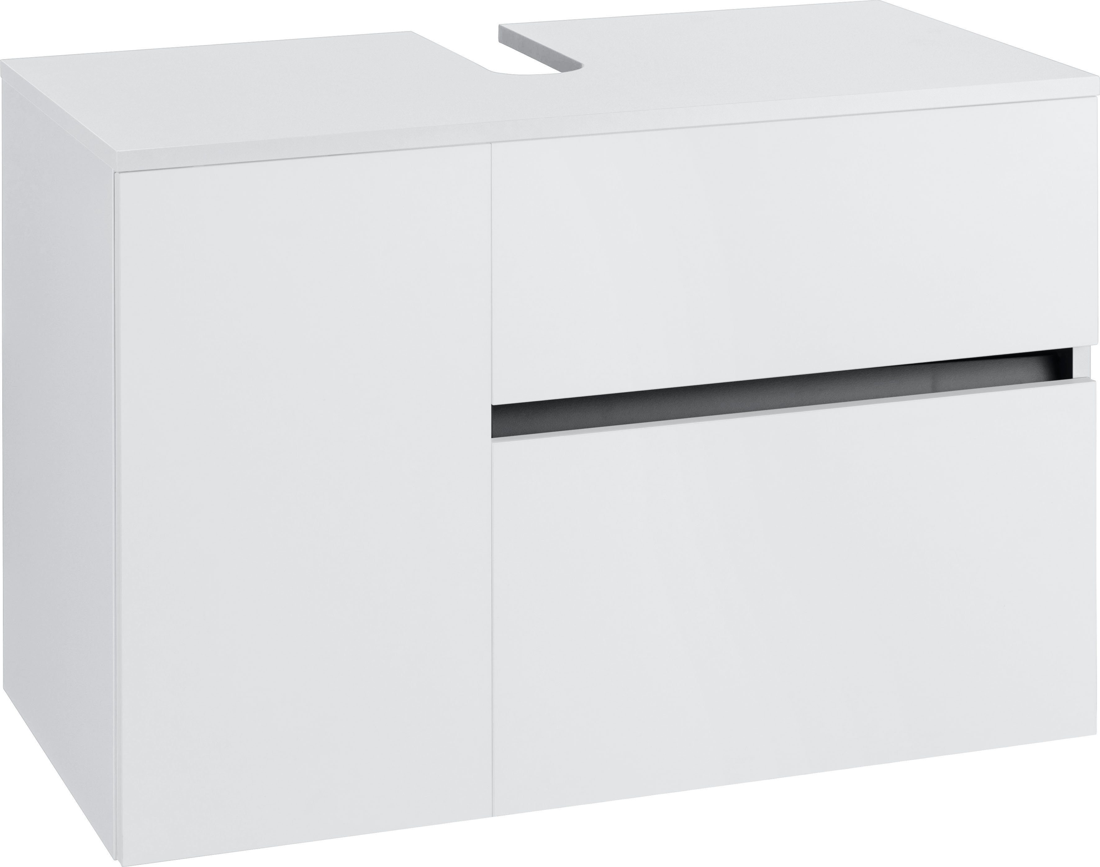 Wisla cm weiß/weiß Siphonausschnitt, Home cm, | Breite Höhe 80 Waschbeckenunterschrank 53 Push-to-open-Funktion, affaire weiß Tür