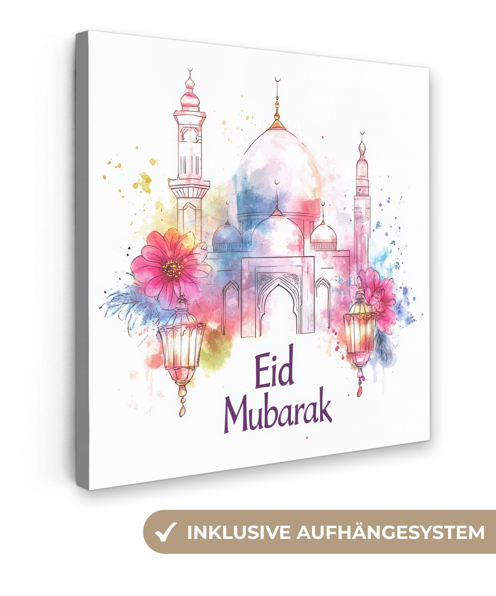 OneMillionCanvasses® Leinwandbild Moschee - Eid Mubarak günstig online kaufen