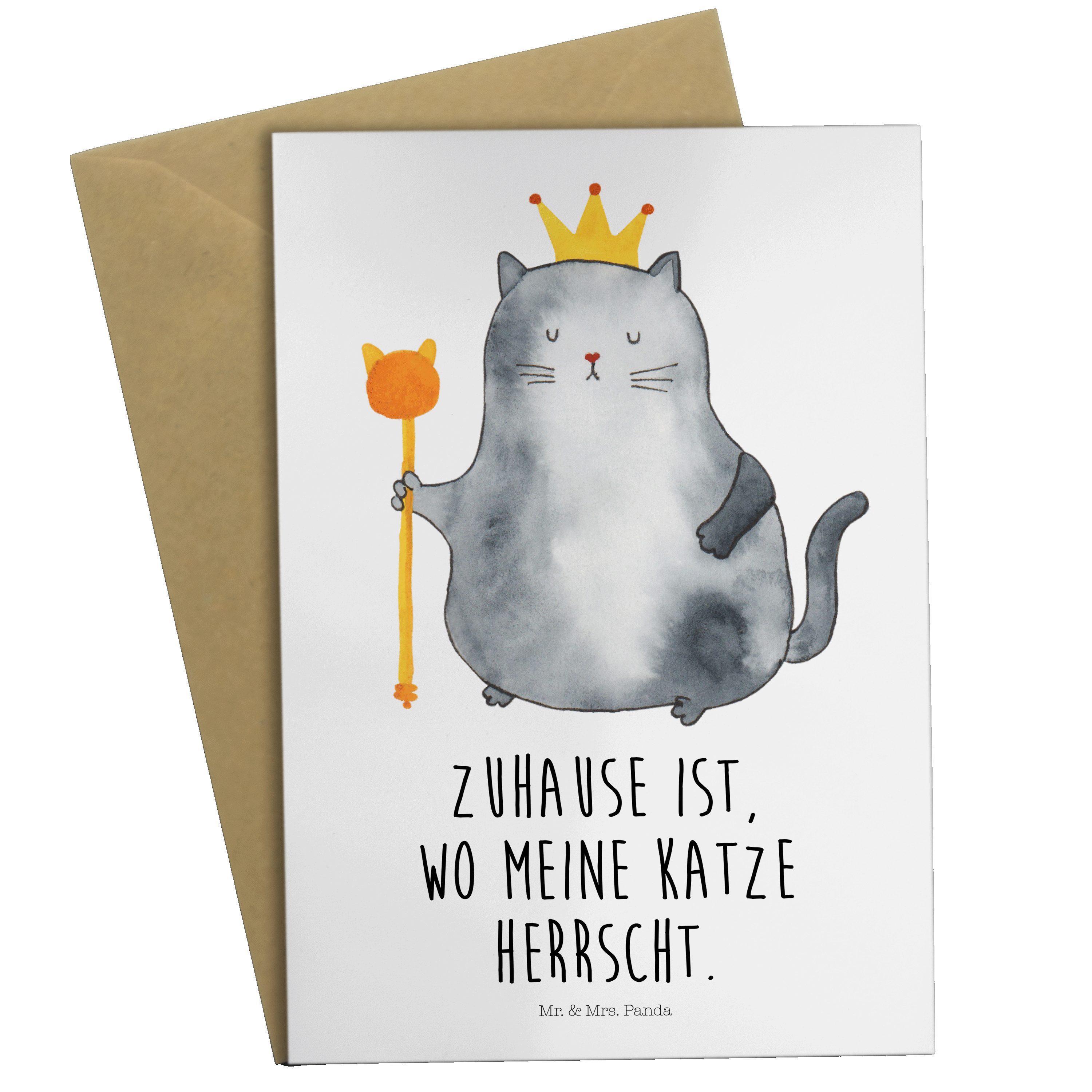 Mr. & Mrs. Panda Grußkarte Katzen Koenig - Weiß - Geschenk, Hochzeitskarte, Mietze, Familie, Kat