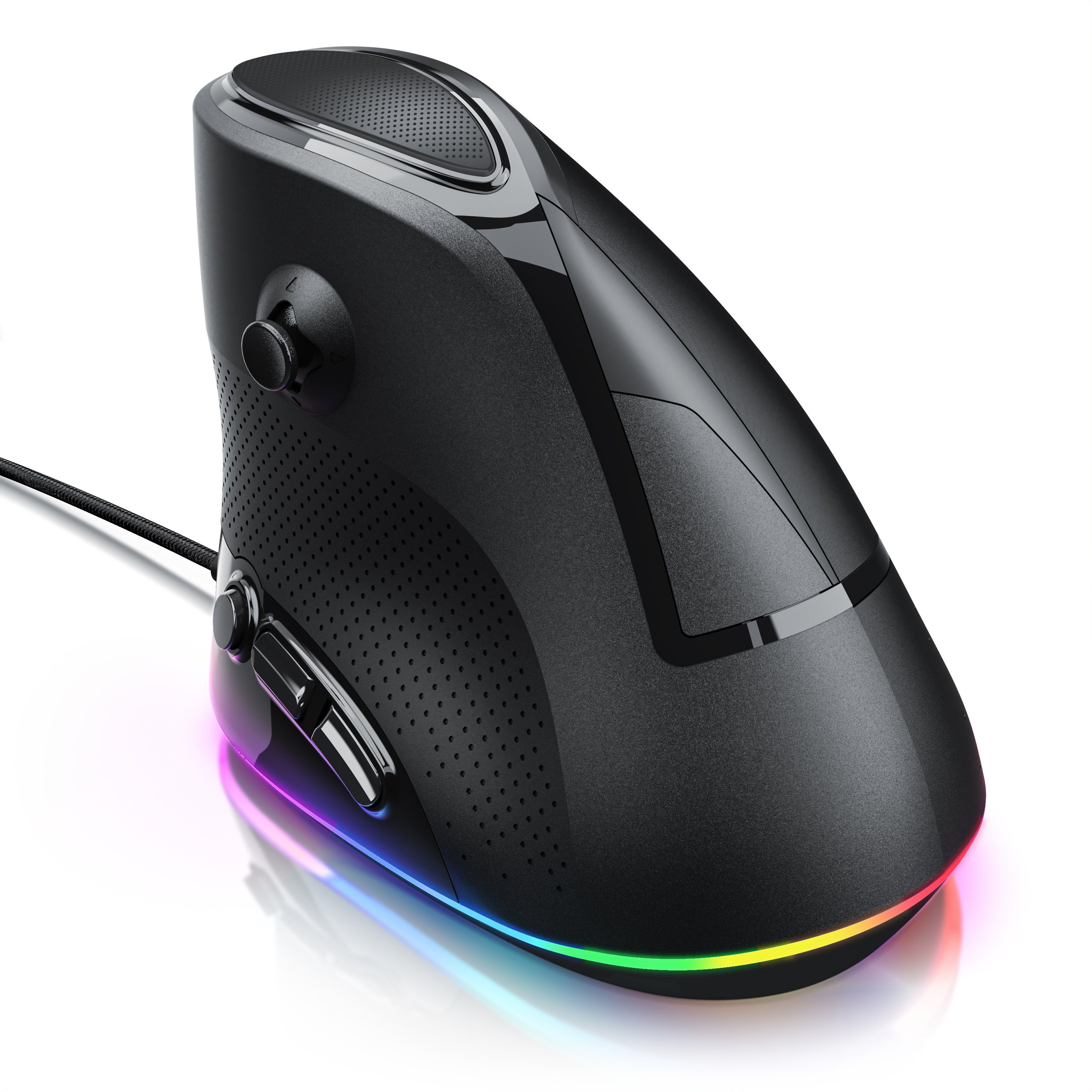 Titanwolf ergonomische Maus (kabelgebunden, 500 dpi, optische kabelgebundene Vertikal Maus LED Farbwechsel, 500 bis 7200dpi)