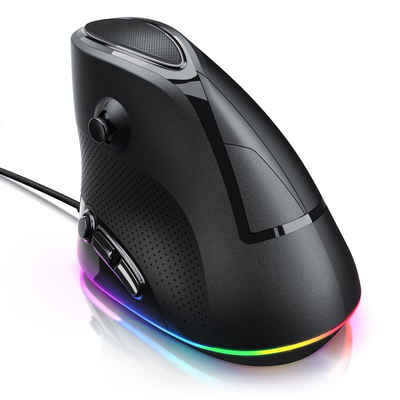 Titanwolf ergonomische Maus (USB, optische kabelgebundene Vertikal Maus LED Farbwechsel - 500 bis 7200 dpi)