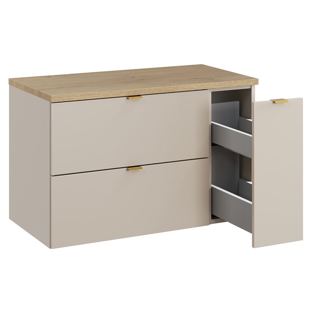 Lomadox Waschbeckenschrank DURANGO-56 80 cm breit in kaschmir, 2 Schubladen & 1 Auszug