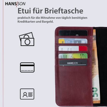 HANS/SON Handyhülle HANS/SON Echtlederhülle mit Kartenfächern, iPhone 14 Pro Max Hülle, Echtleder