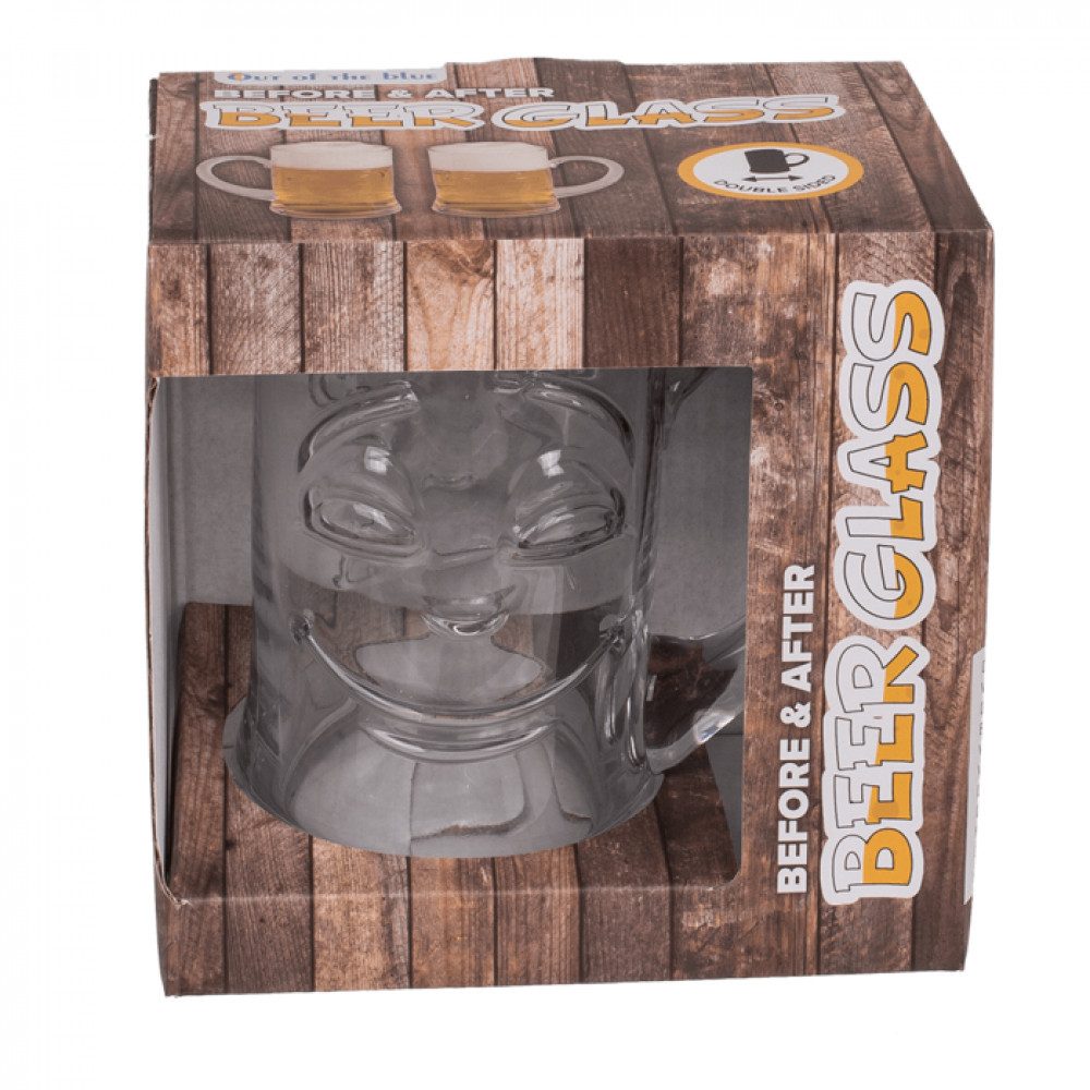 Out of the Blue Bierglas Doppelseitiges Bierglas Vorher Nachher ca. 8 x 14 cm ca. 500 ml, 1-tlg., Glas